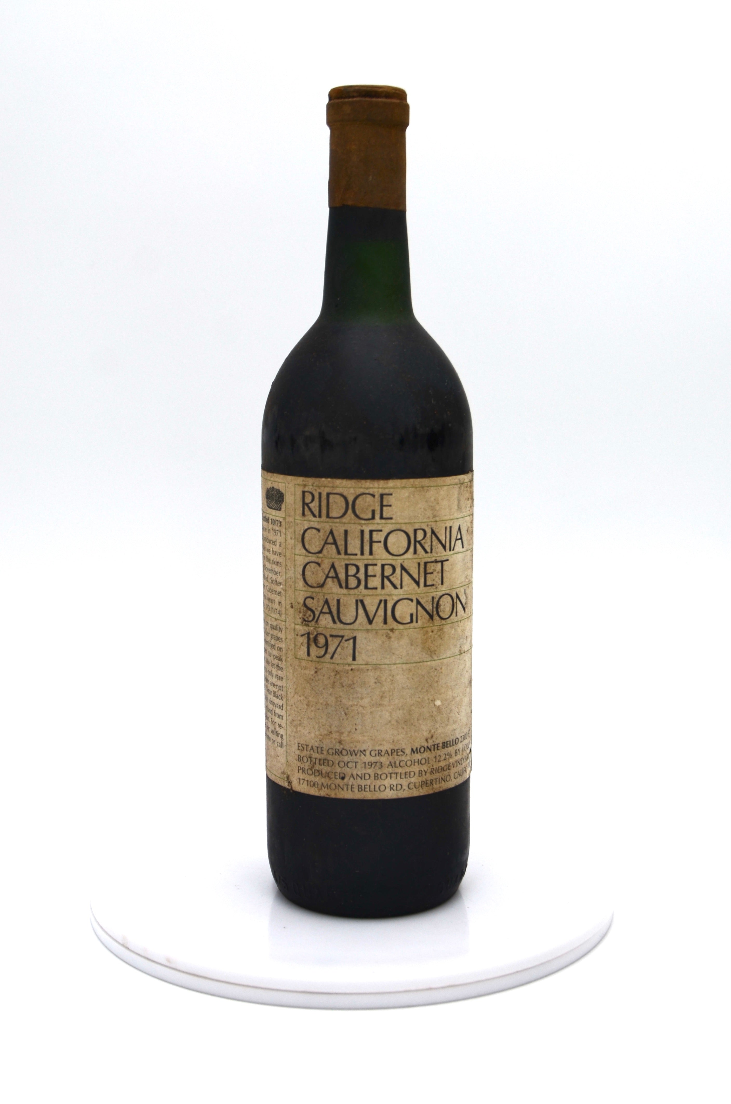 1971 Ridge Vineyards Cabernet Sauvignon, Monte Bello, Santa Cruz Mountains