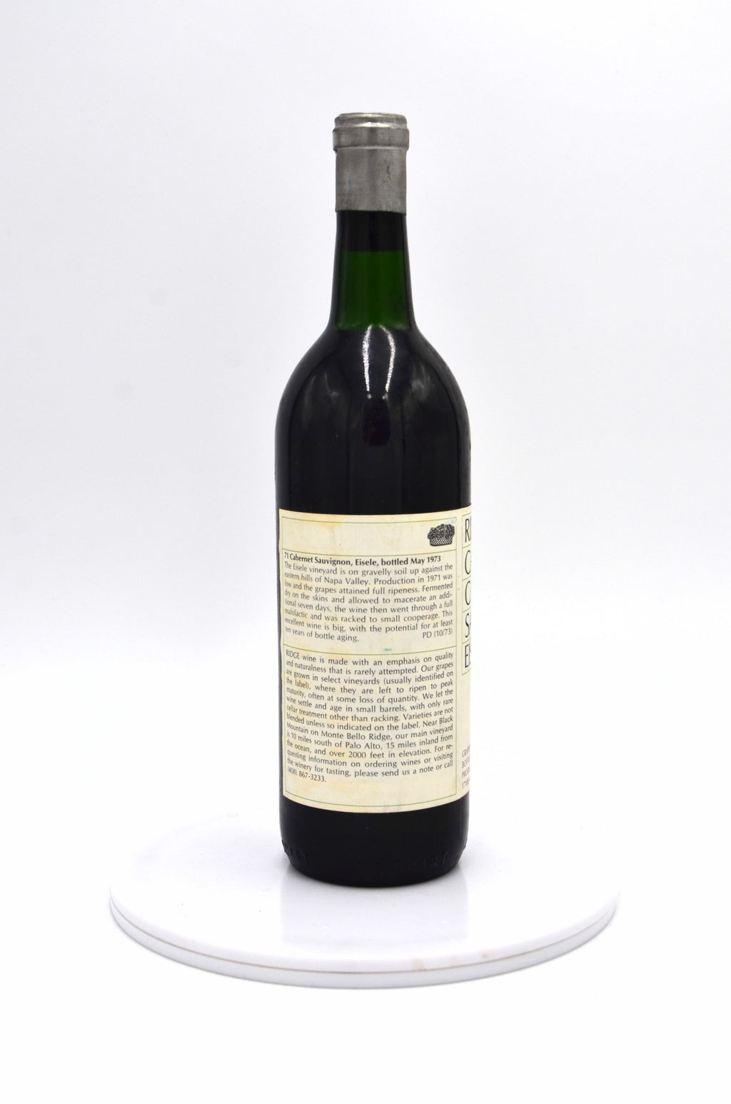 1971 Ridge Vineyards Cabernet Sauvignon, Eisele Vineyard, Napa Valley