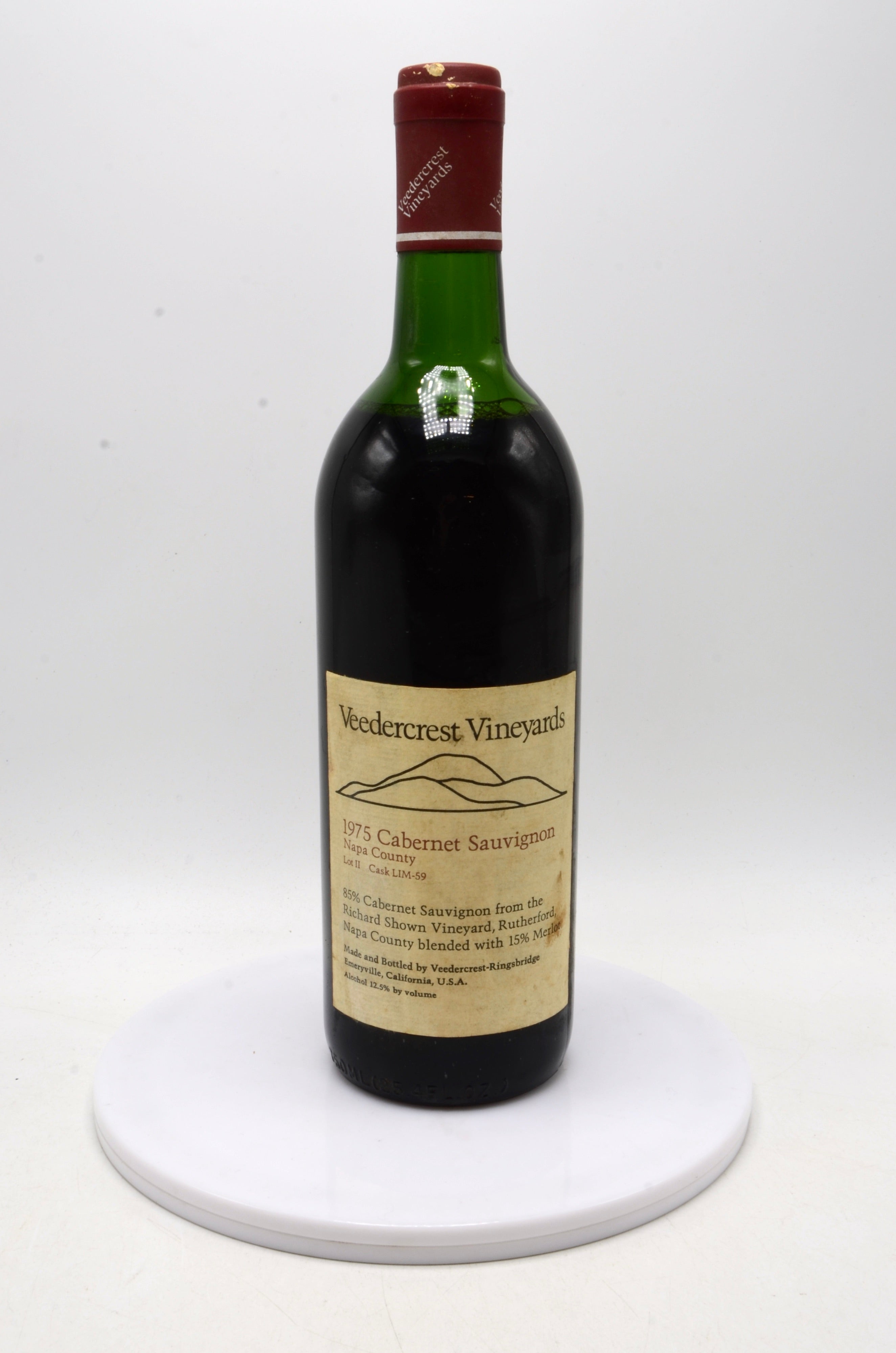 1975 Veedercrest Cabernet Sauvignon, Richard Shown Vineyard, Lot 11, Cask Lim-59, Napa County