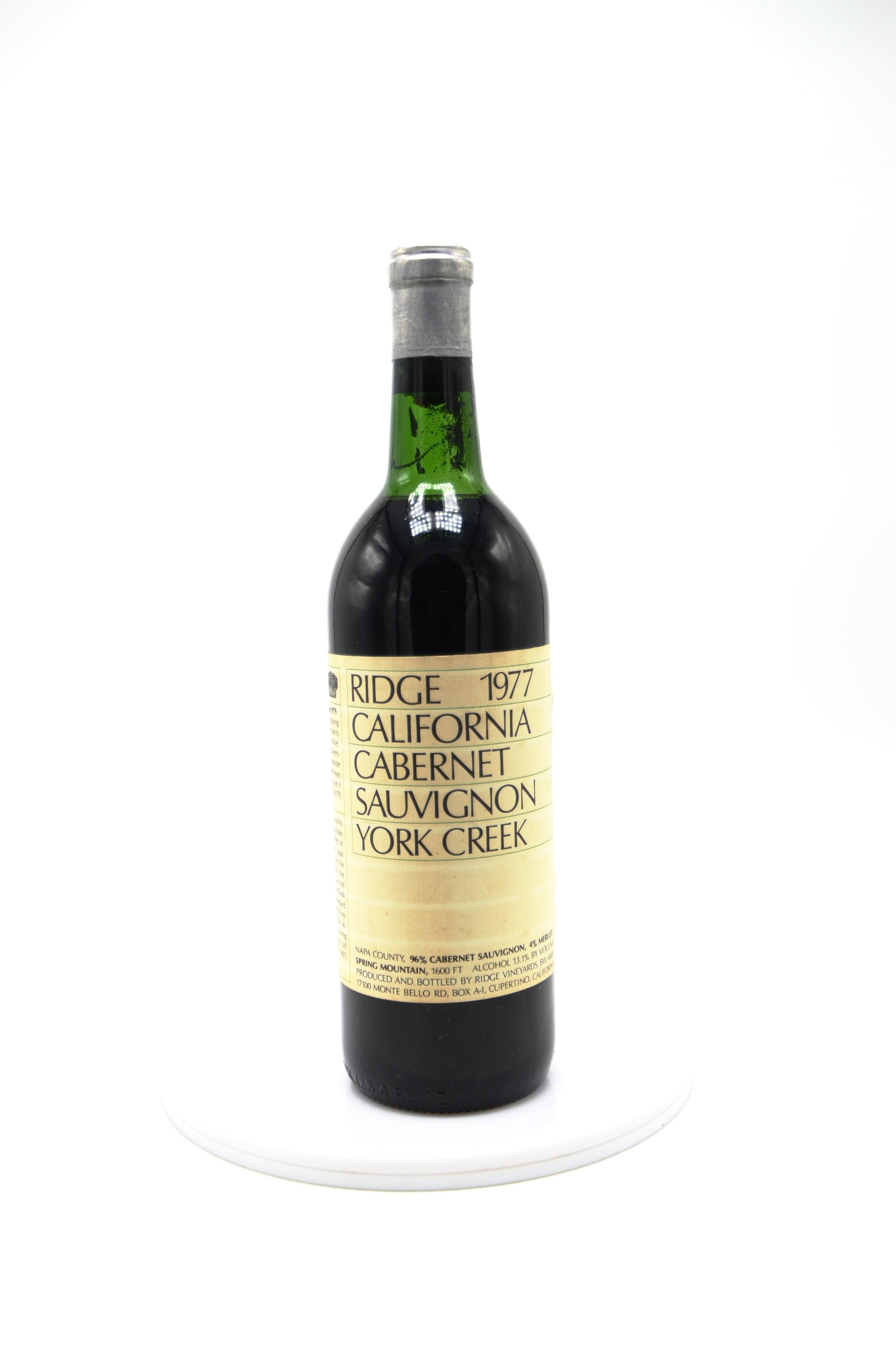 1977 Ridge Vineyards Cabernet Sauvignon, York Creek, Napa Valley