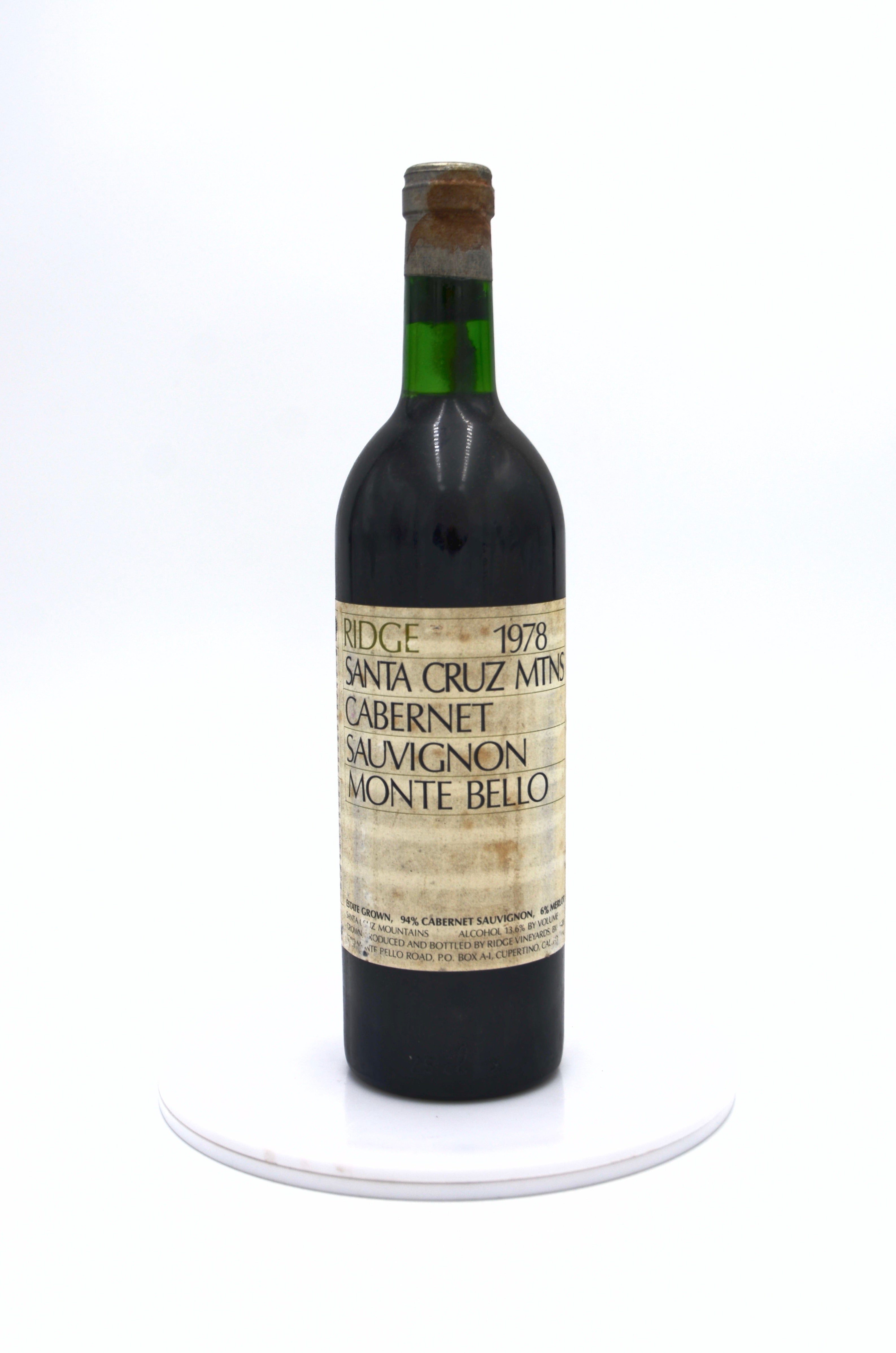 1978 Ridge Vineyards Cabernet Sauvignon, Monte Bello, Santa Cruz Mountains