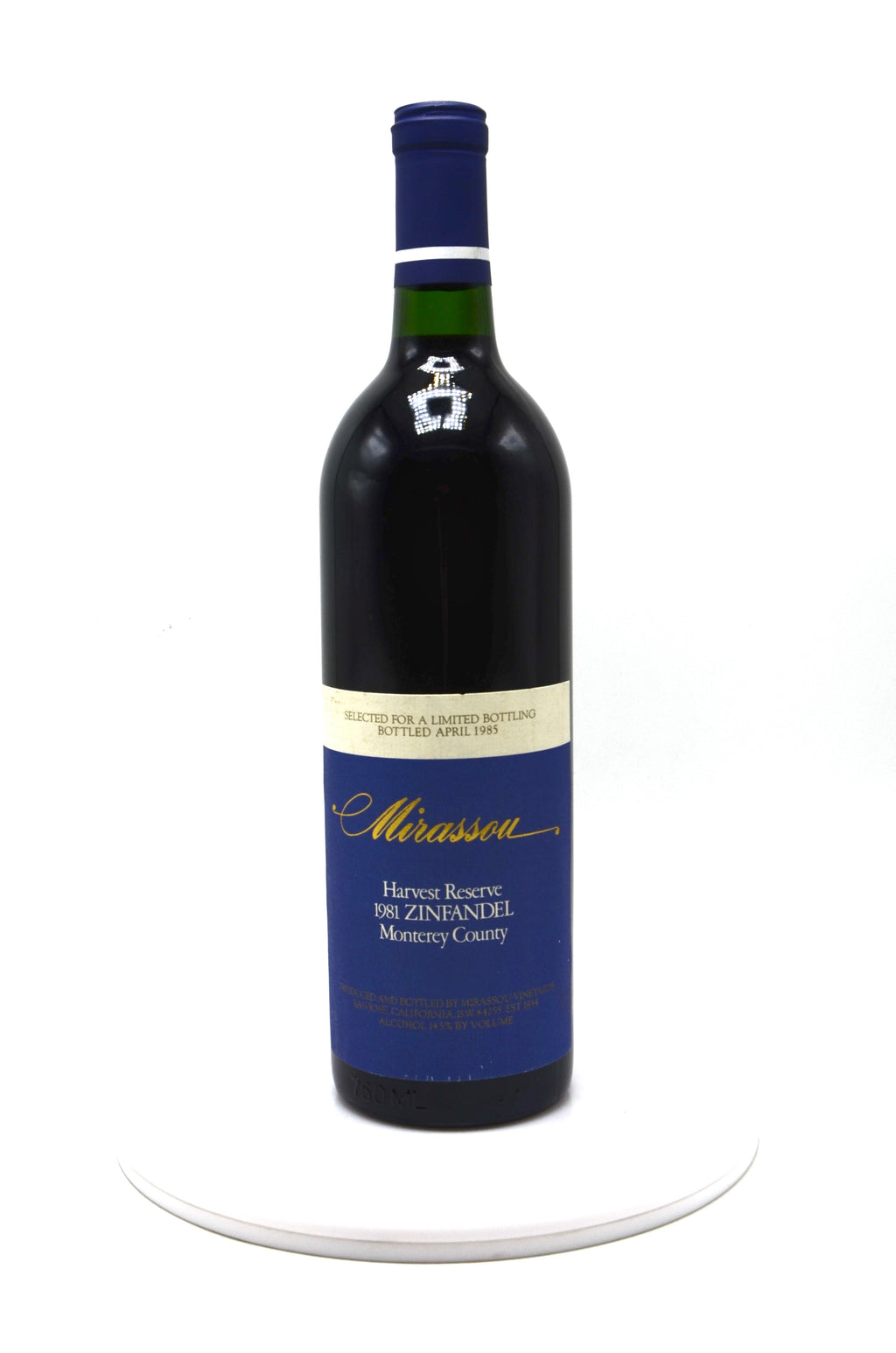 1981 Mirassou Vineyards Zinfandel, Monterey