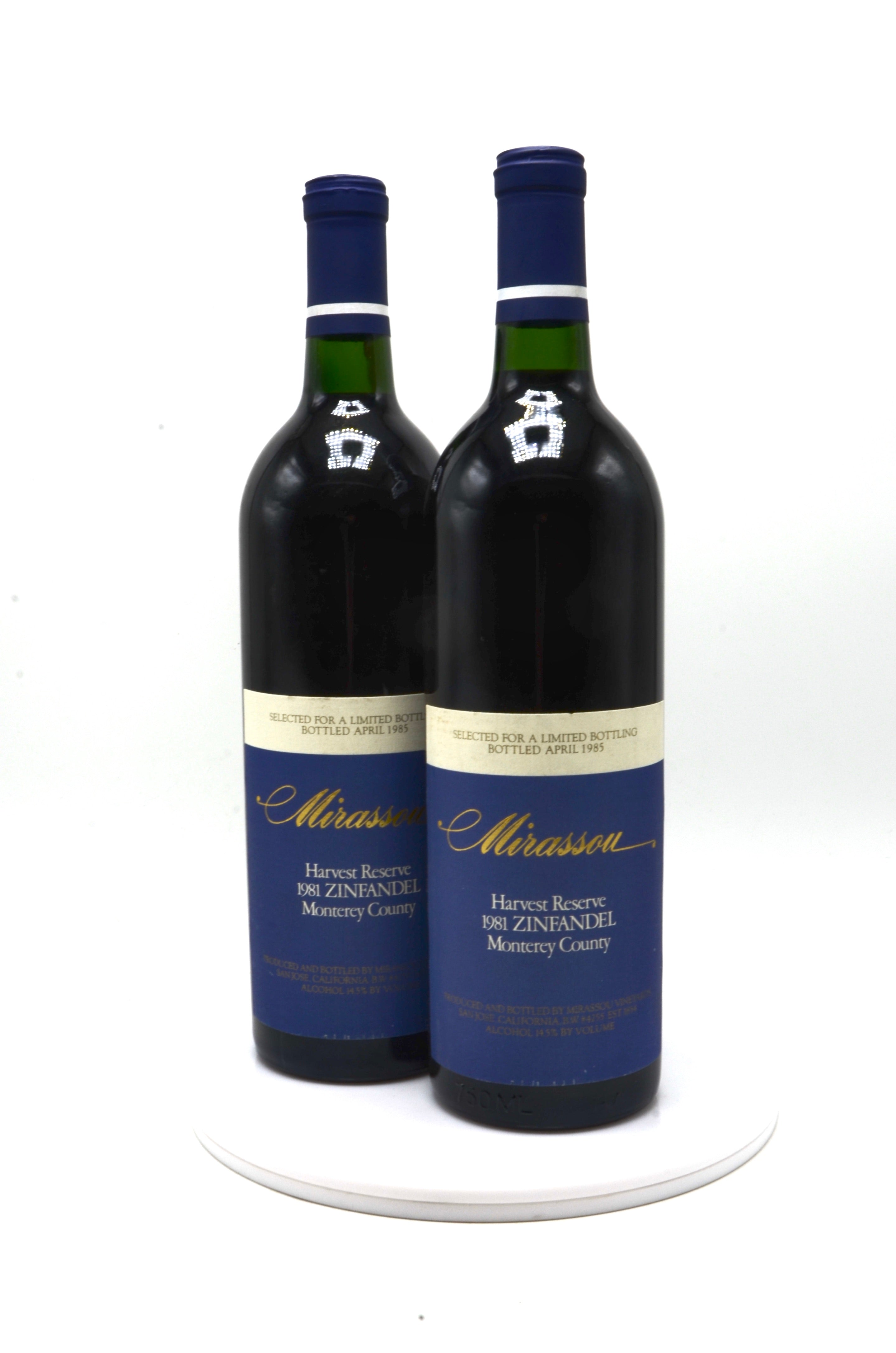 1981 Mirassou Vineyards Zinfandel, Monterey