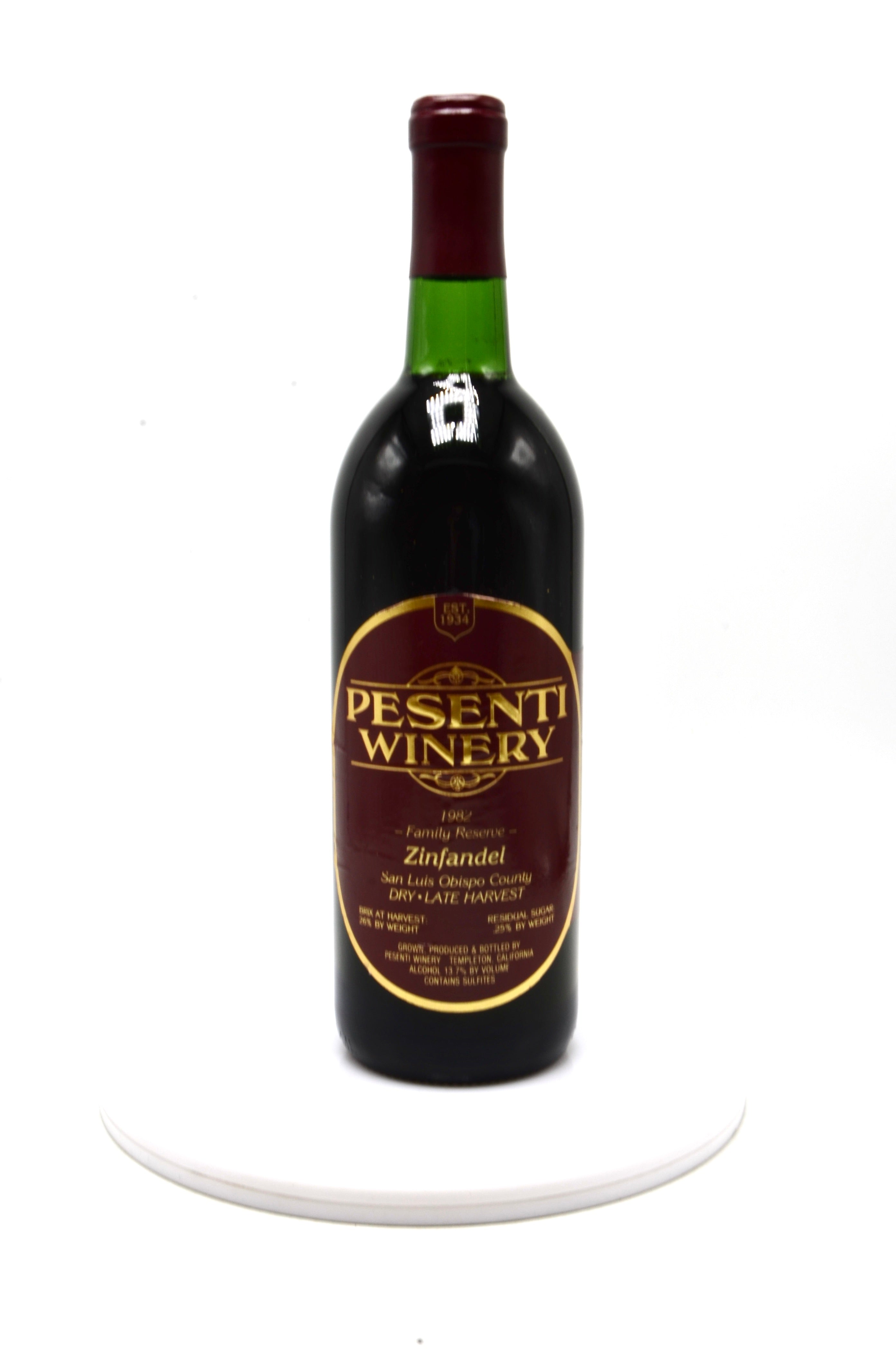 1982 Pesenti Winery Zinfandel, Paso Robles, San Luis Obispo County