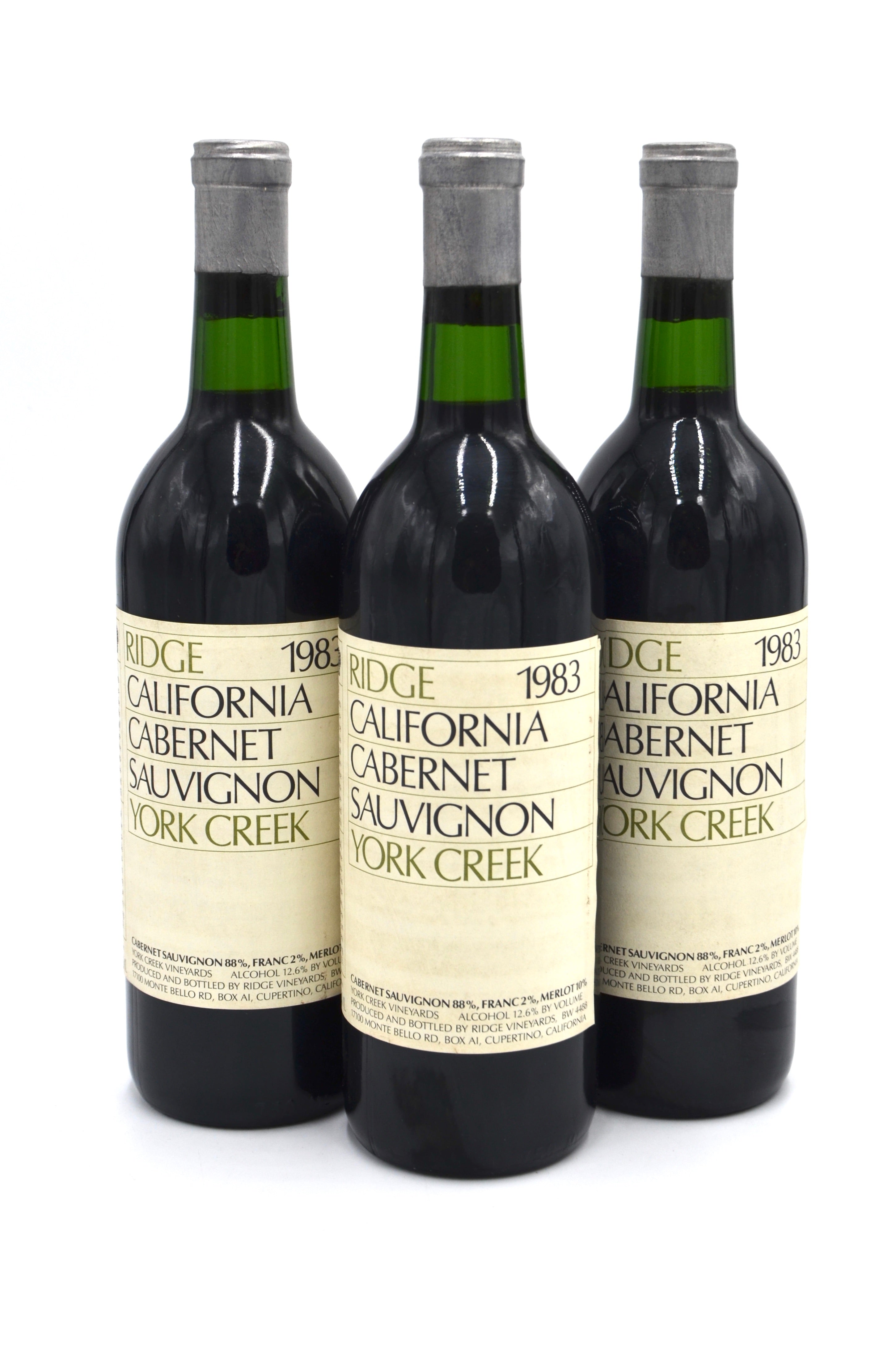 1983 Ridge Vineyards Cabernet Sauvignon, York Creek, Spring Mountain, Napa County