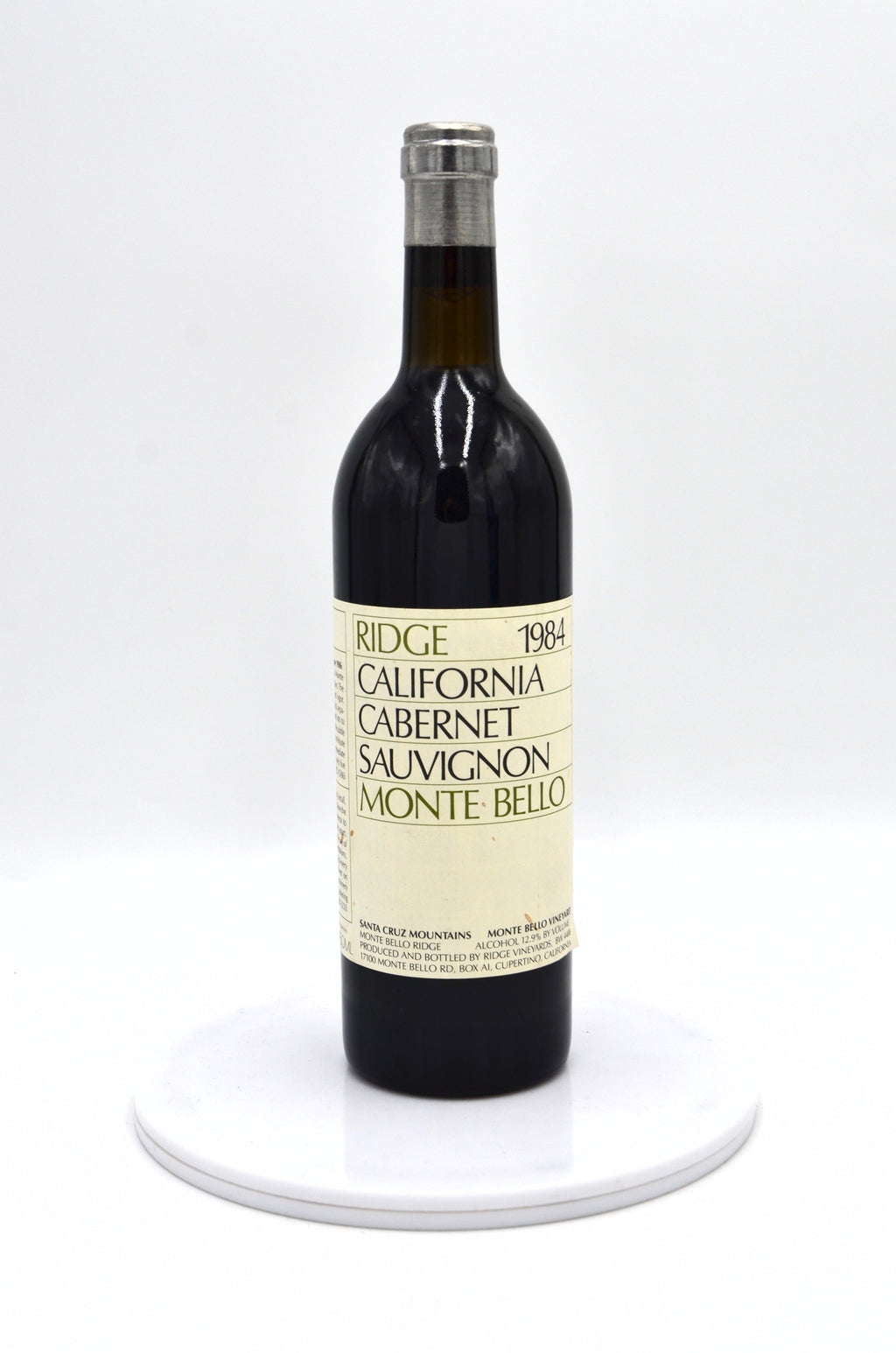 1984 Ridge Vineyards Cabernet Sauvignon, Monte Bello, Santa Cruz Mountains