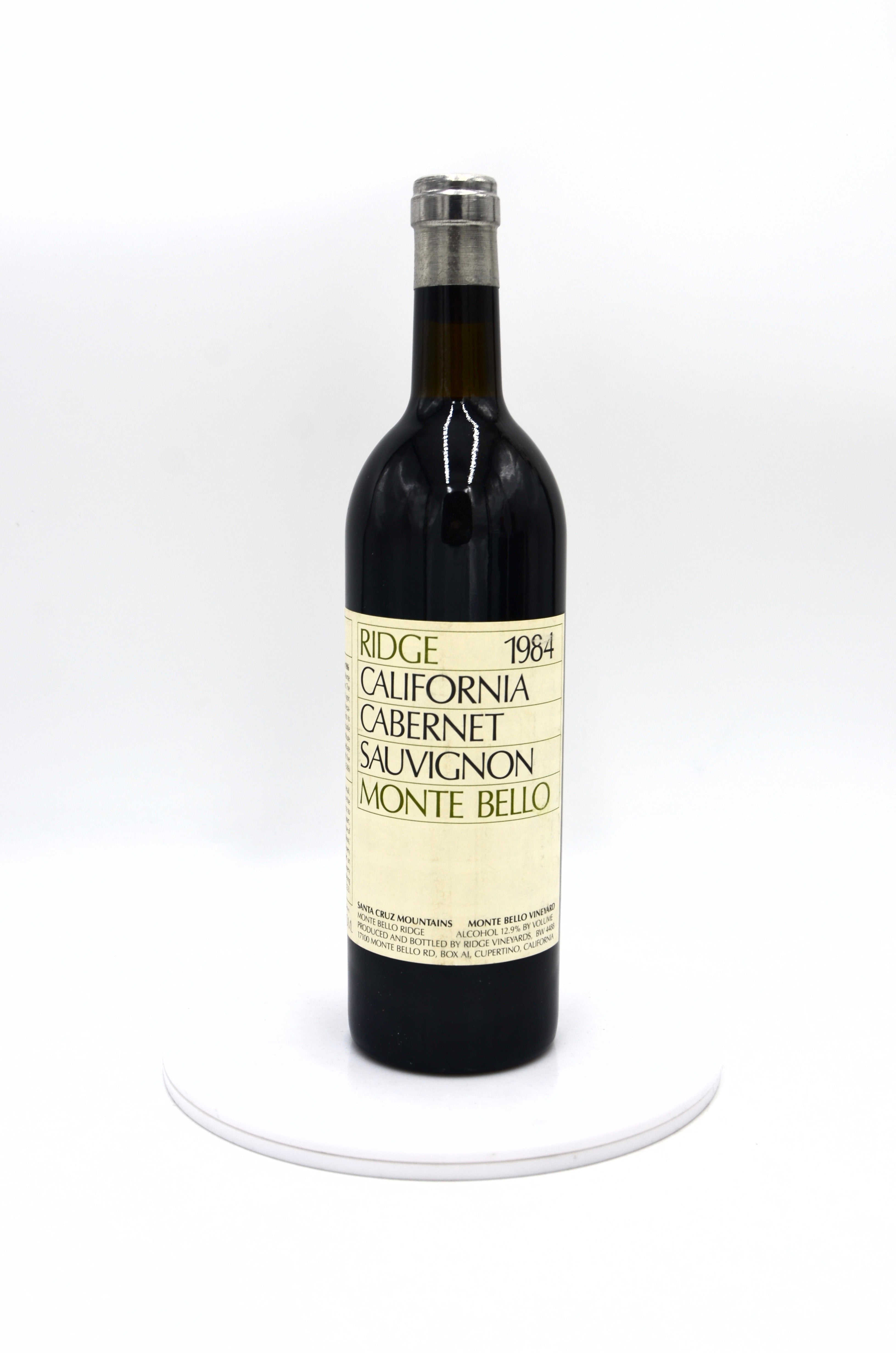 1984 Ridge Vineyards Cabernet Sauvignon, Monte Bello, Santa Cruz Mountains