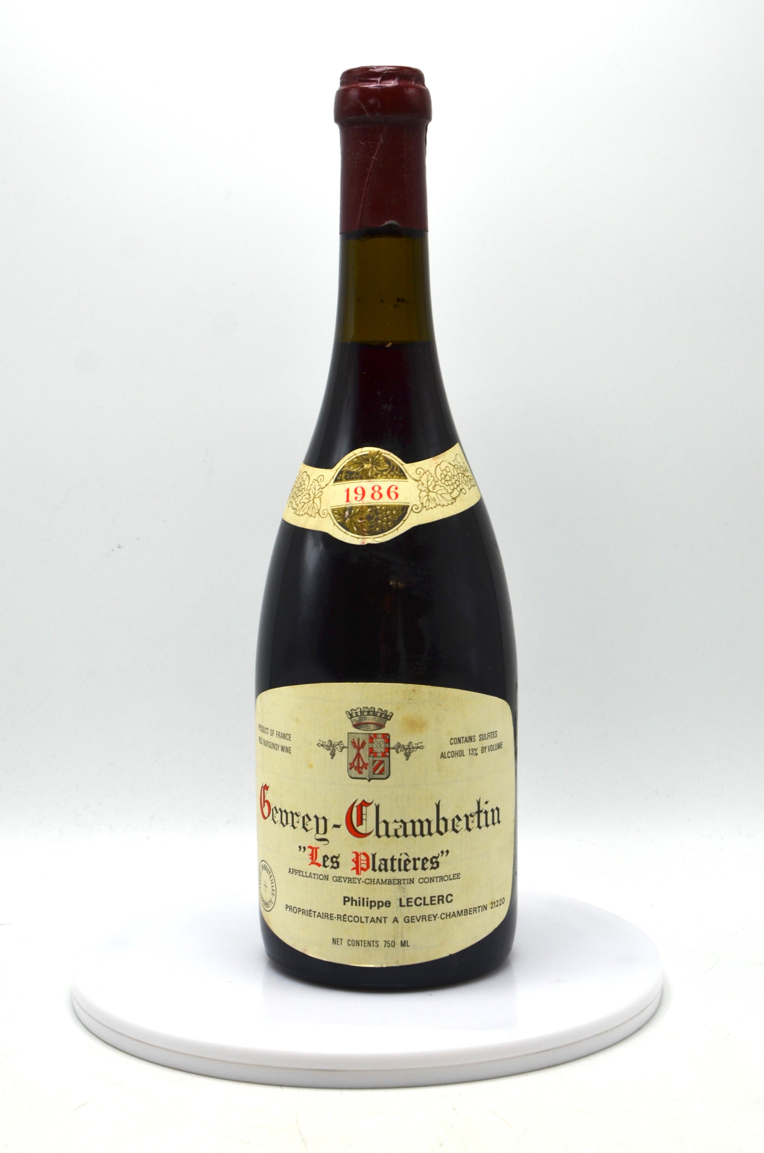 1986 Domaine Philippe LeClerc Gevrey-Chambertin, Les Platieres