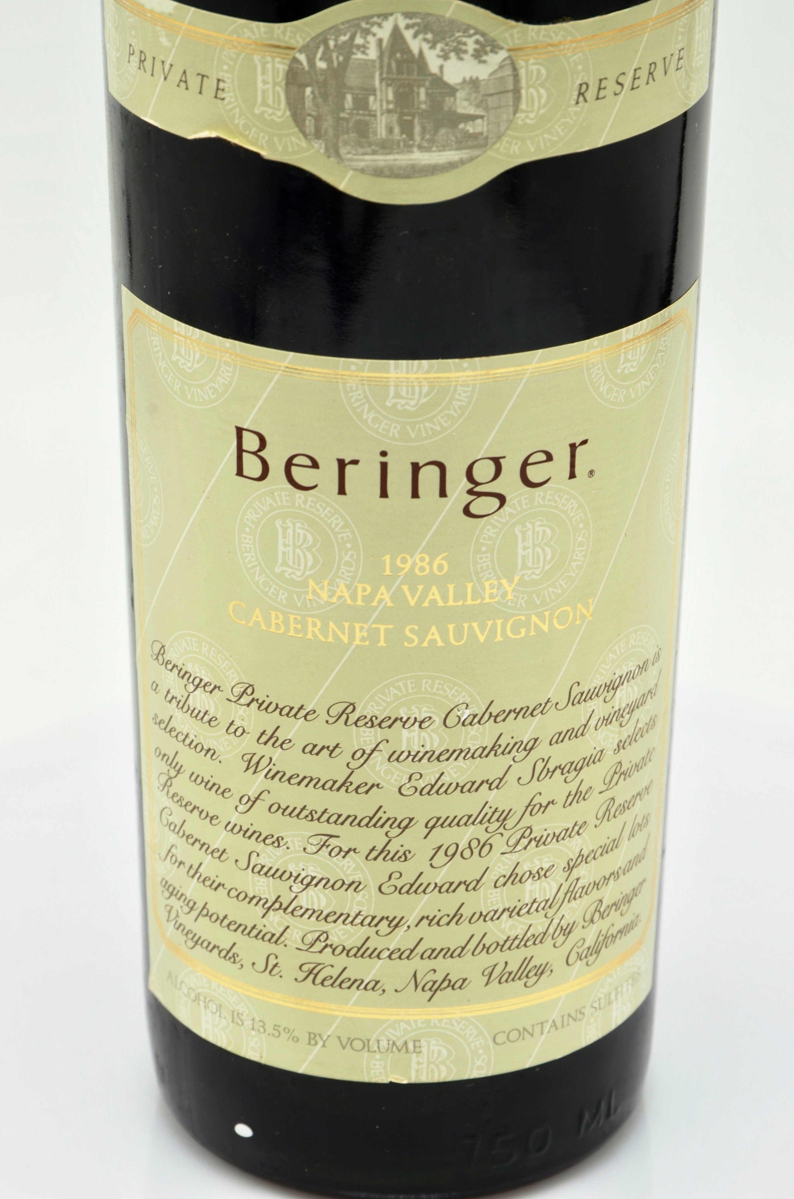 1986 Beringer Vineyards Private Reserve Cabernet Sauvignon, Napa Valley