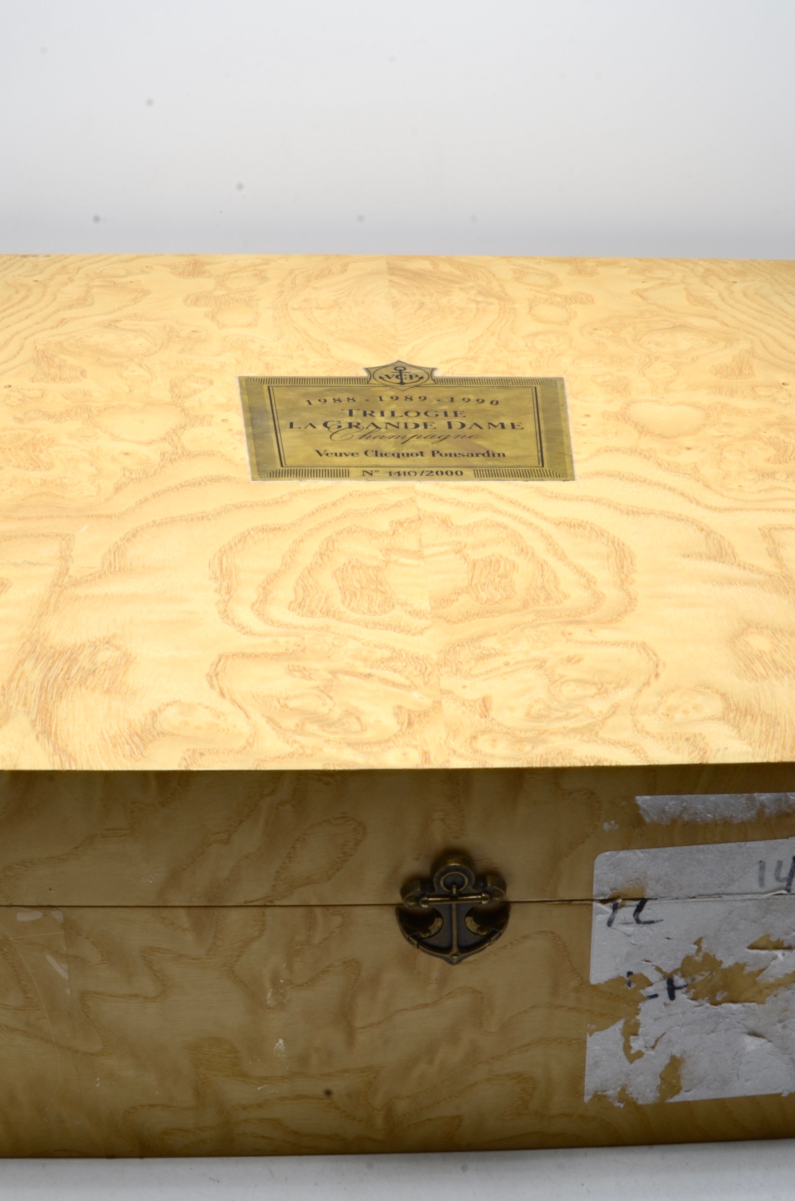 1988, 1989, 1990 Veuve Clicquot Vintage Brut Champagne, La Grande Dame [Trilogie La Grande Dame 3 bottle vertical wood gift case]