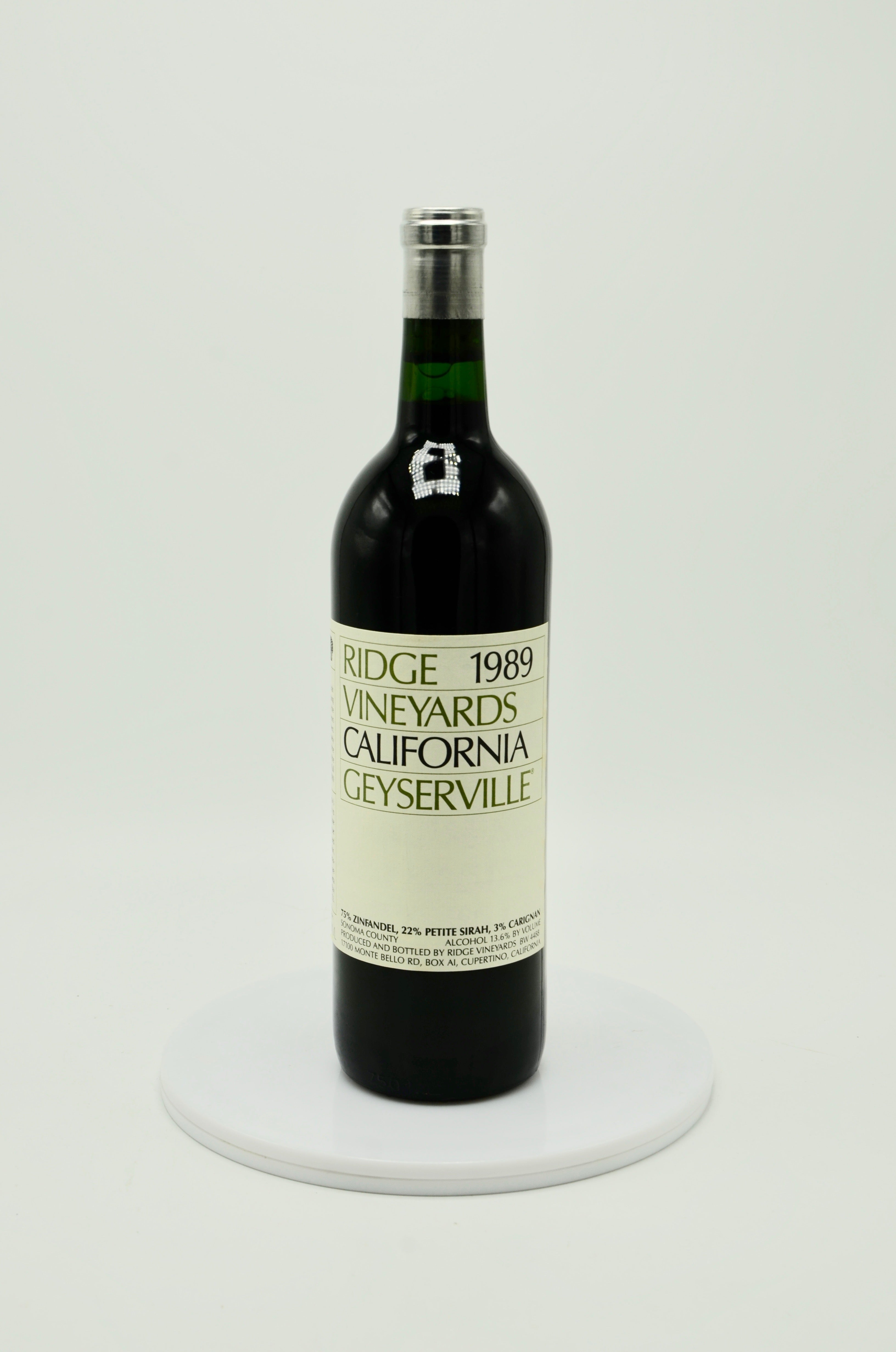 1989 Ridge Vineyards Zinfandel, Geyserville, Sonoma County