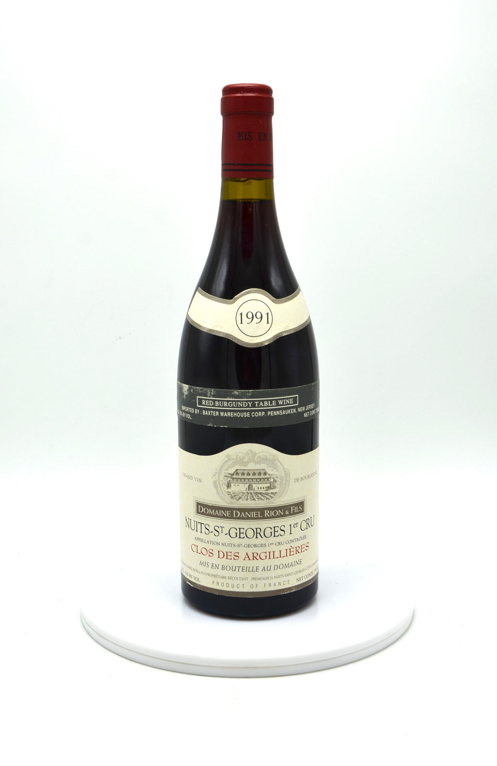 1991 Domaine Daniel Rion Nuits St. Georges, Clos des Argillieres, Premier Cru