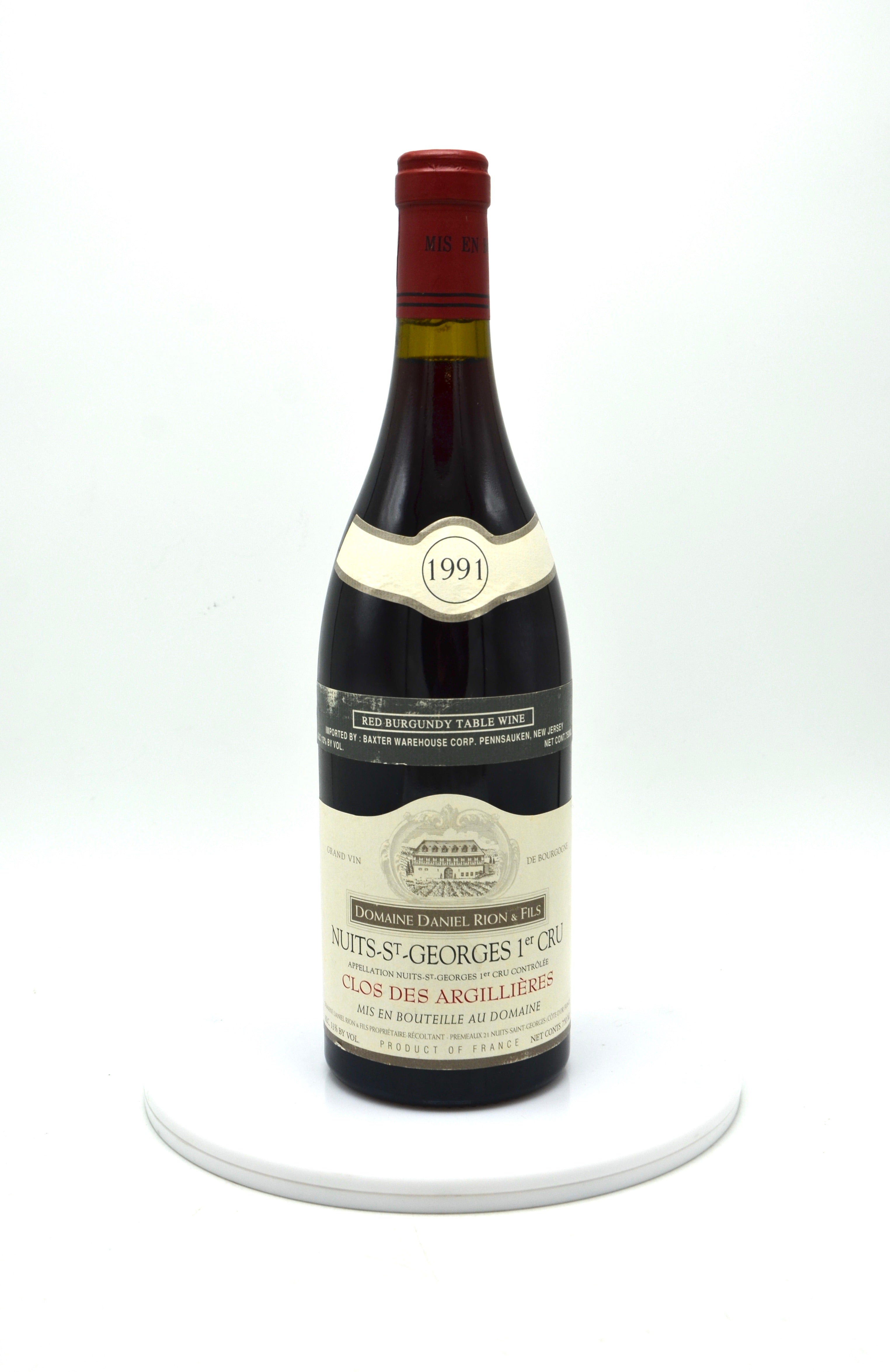 1991 Domaine Daniel Rion Nuits St. Georges, Clos des Argillieres, Premier Cru