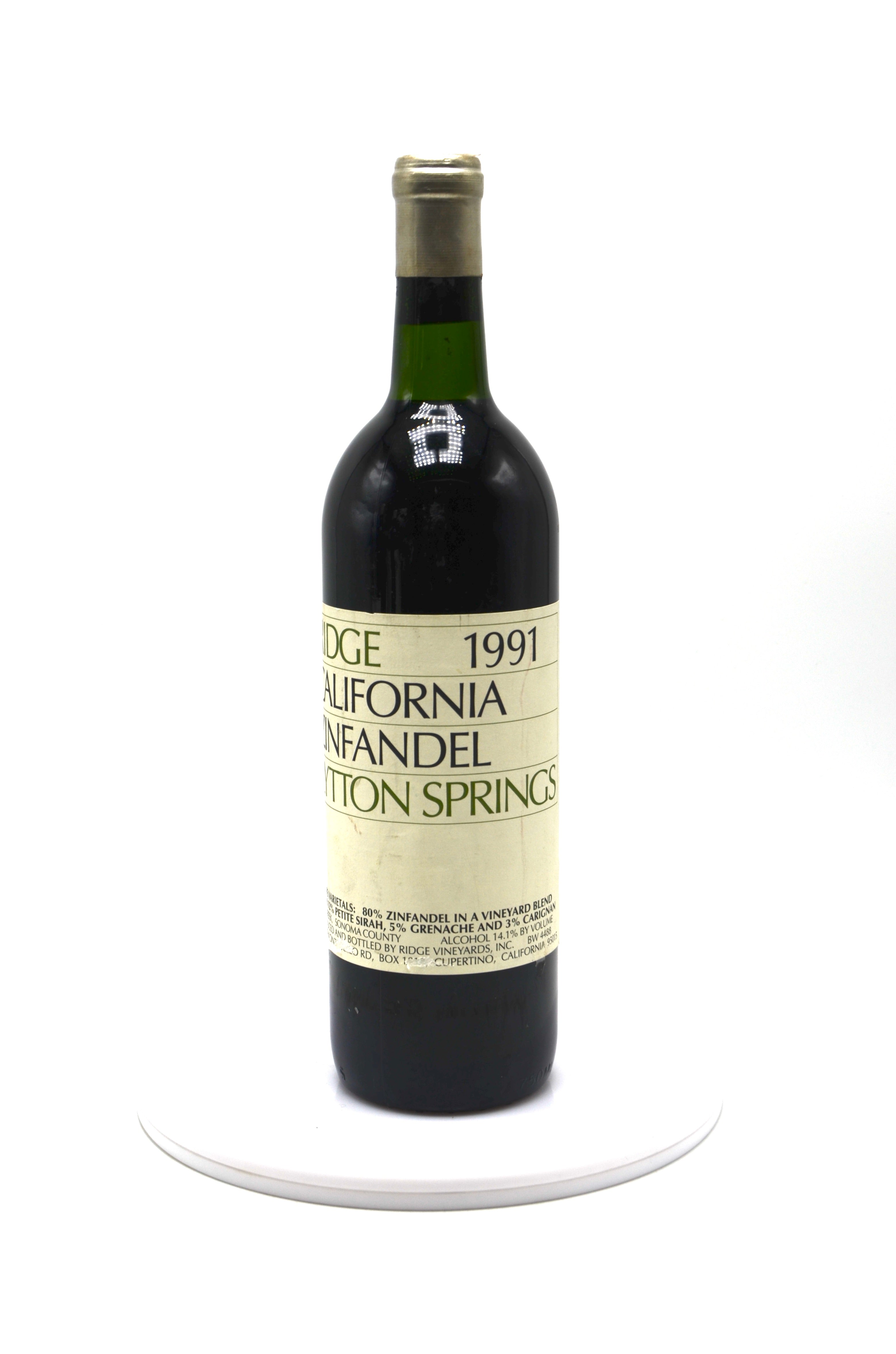 1991 Ridge Zinfandel, Lytton Springs, Sonoma County