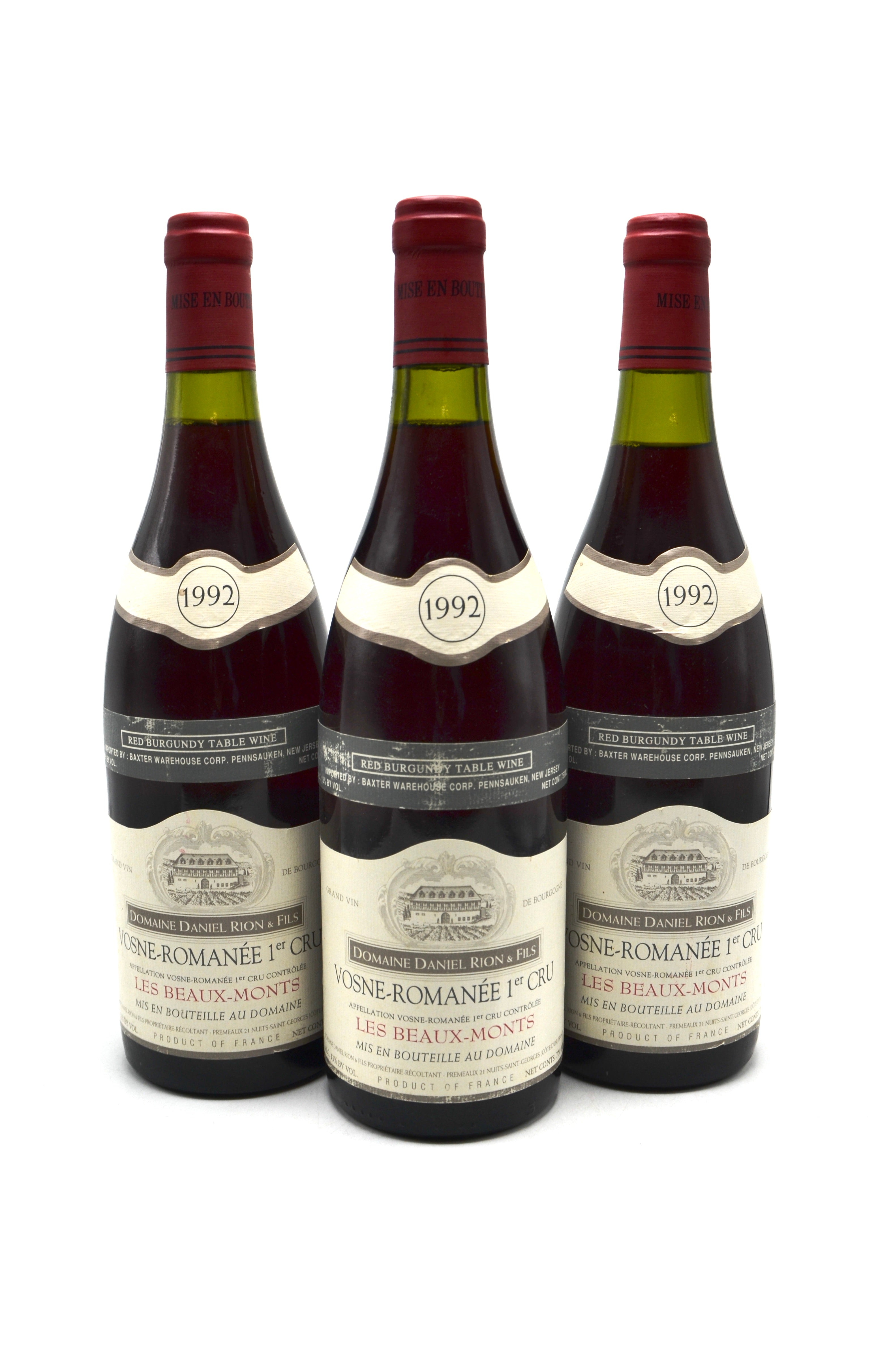 1992 Domaine Daniel Rion Vosne-Romanée, Les Beaux Monts, Premier Cru