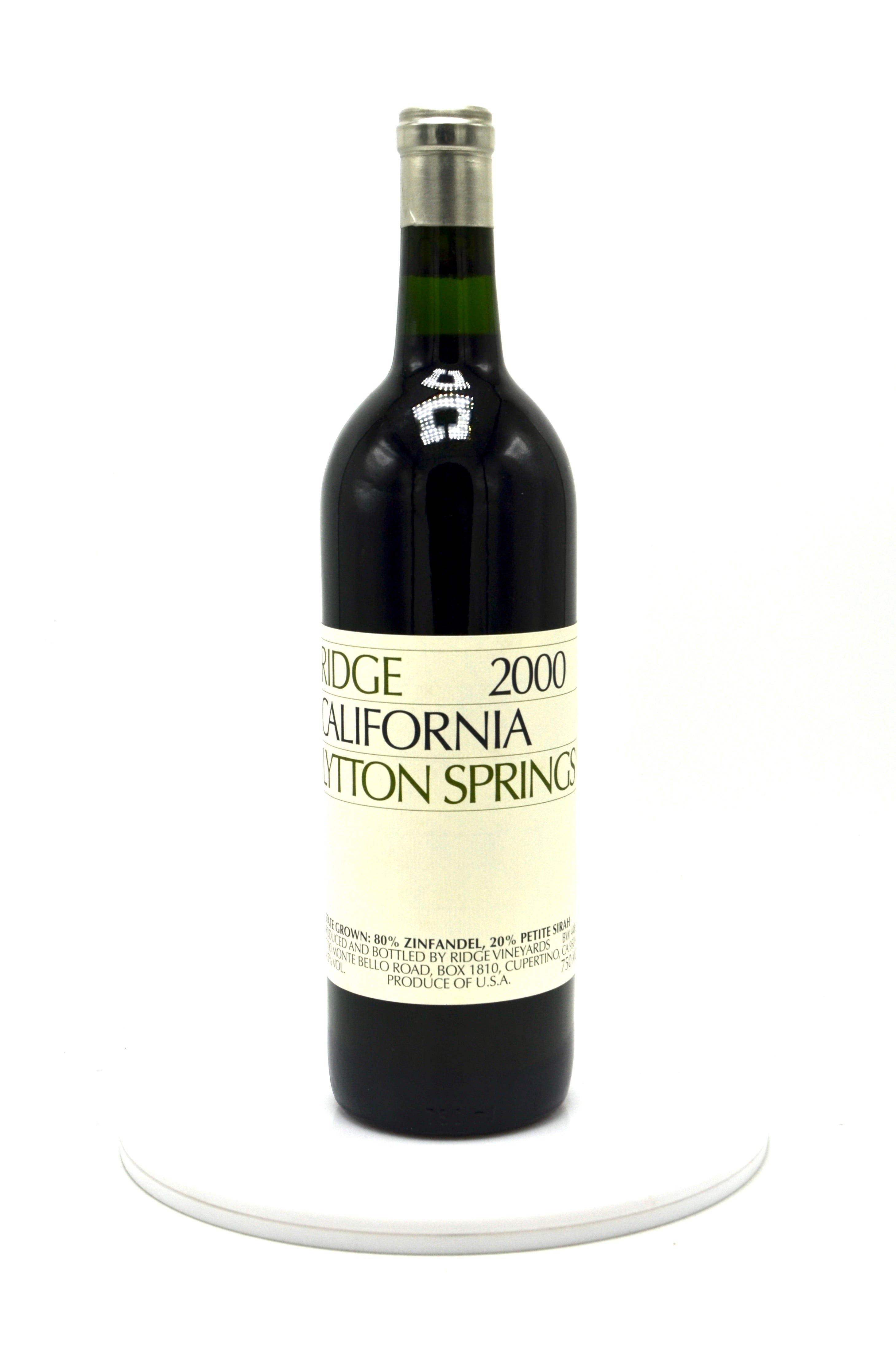 2000 Ridge Vineyards Estate Zinfandel, Lytton Springs, Sonoma County