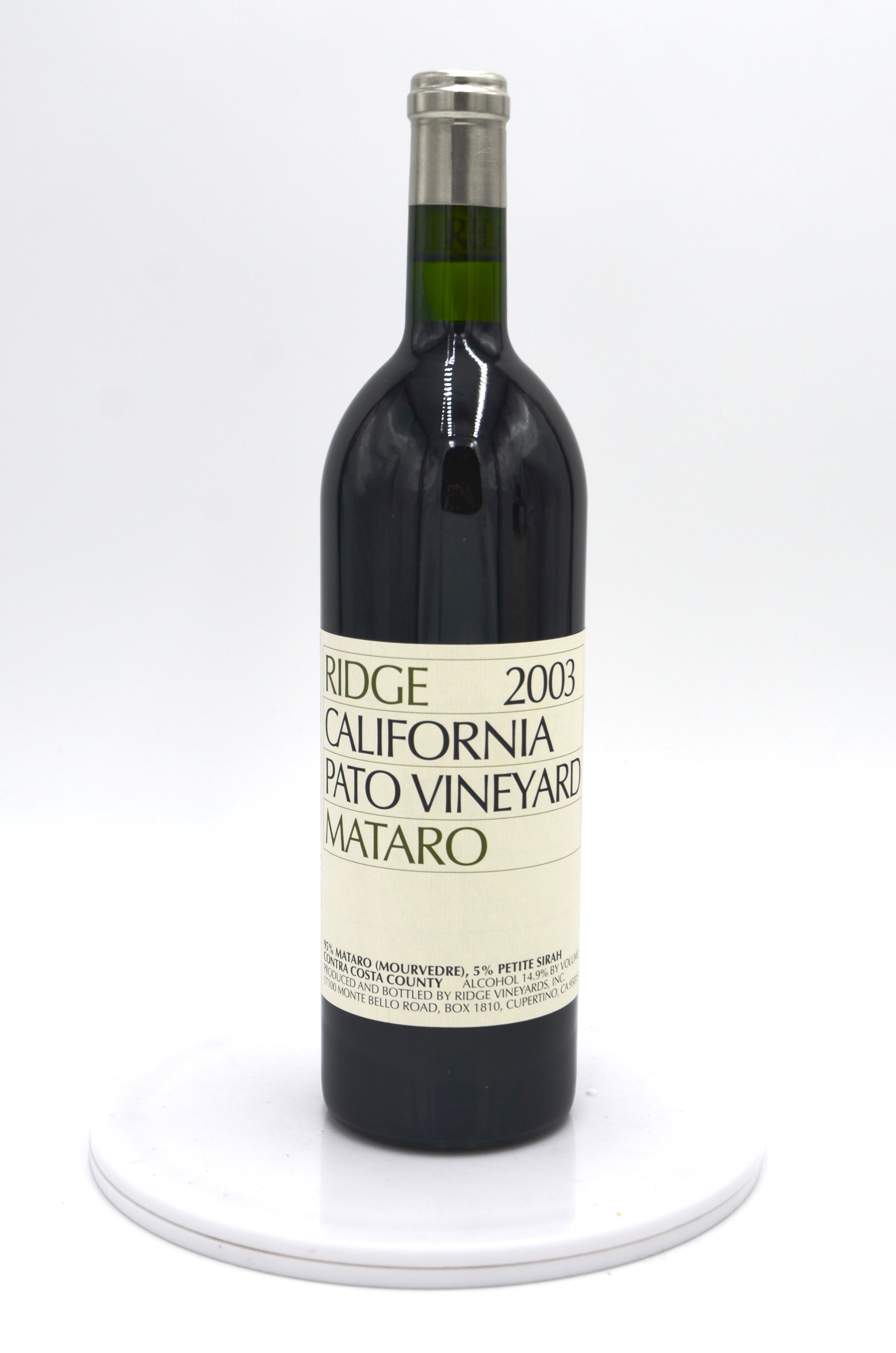 2003 Ridge Vineyards Mataro, Pato Vineyard, Contra Costa County