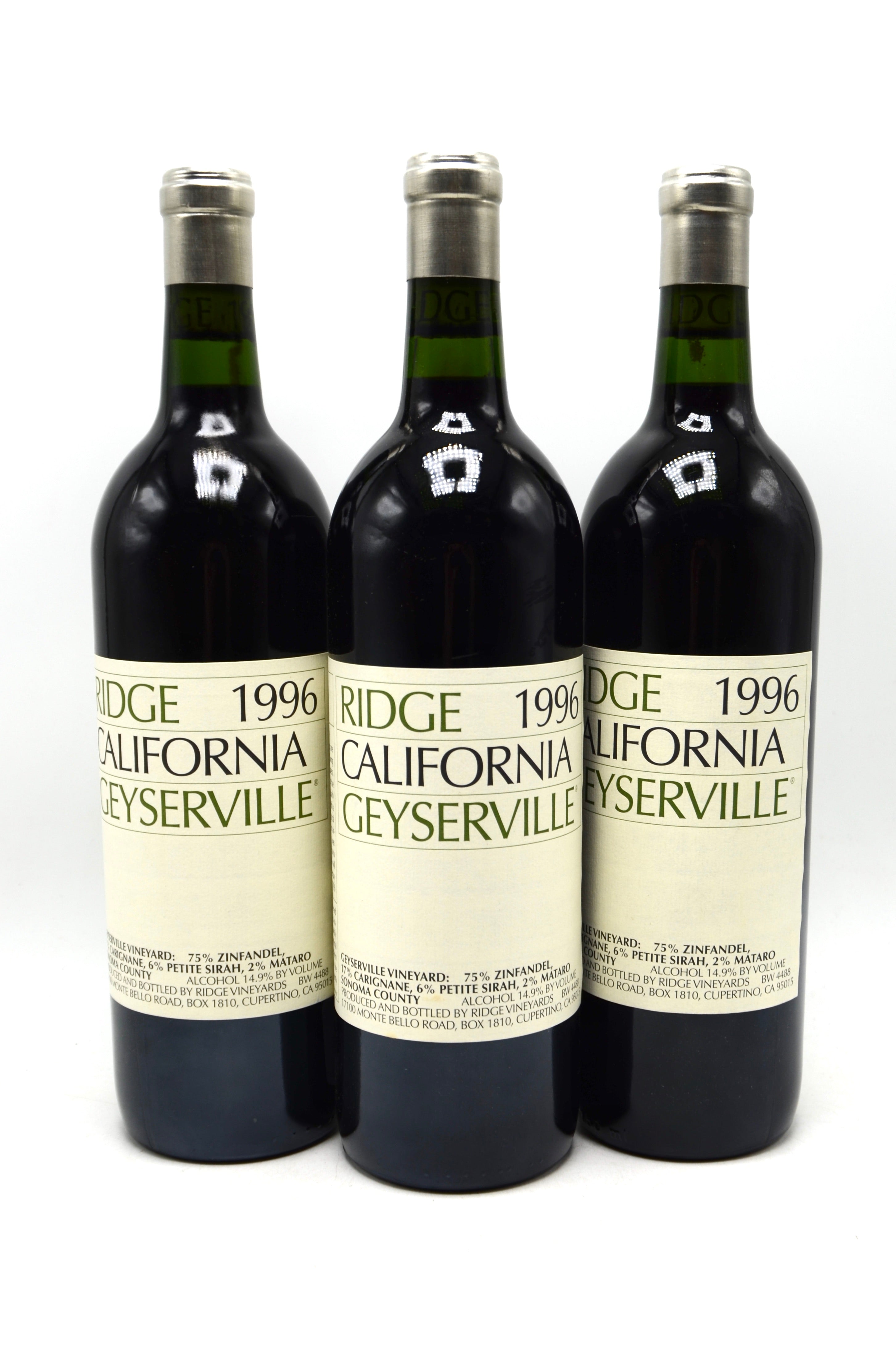 1996 Ridge Vineyards Zinfandel, Geyserville, Alexander Valley, Sonoma County