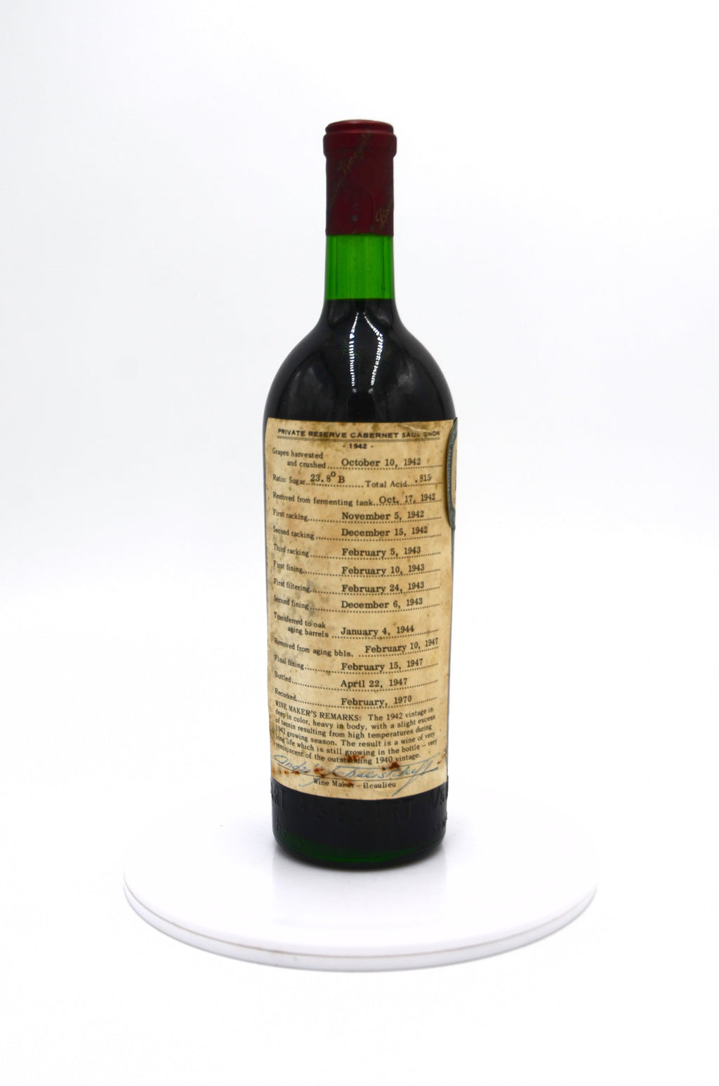1942 Beaulieu Vineyard Georges de Latour Private Reserve Cabernet Sauvignon, Napa Valley