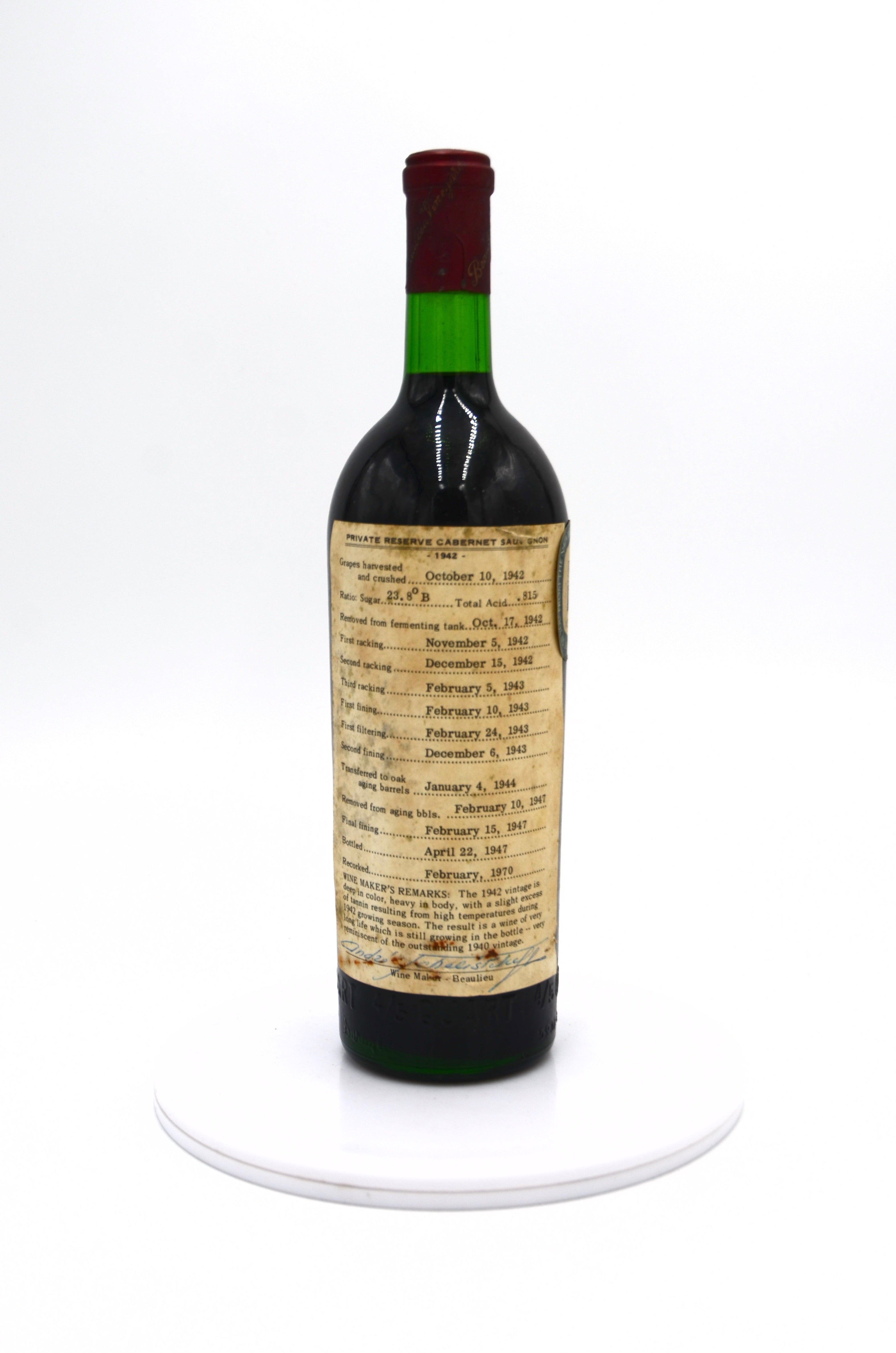 1942 Beaulieu Vineyard Georges de Latour Private Reserve Cabernet Sauvignon, Napa Valley