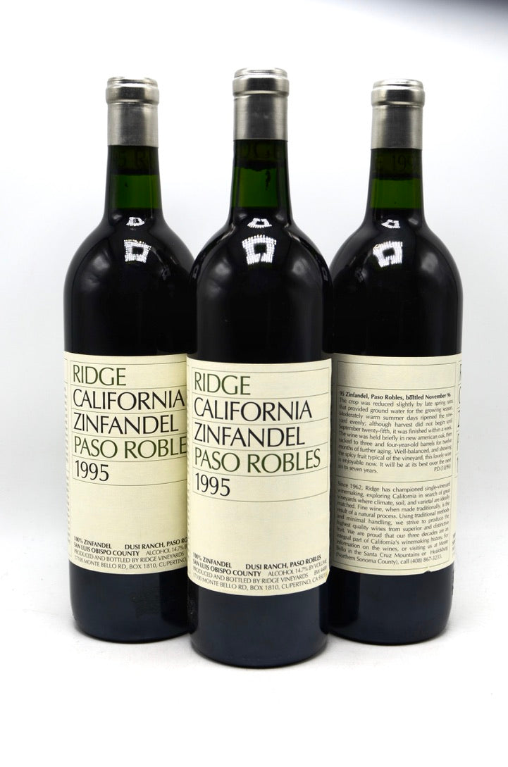 1995 Ridge Vineyards Zinfandel, Dusi Ranch, Paso Robles, San Luis Obispo County