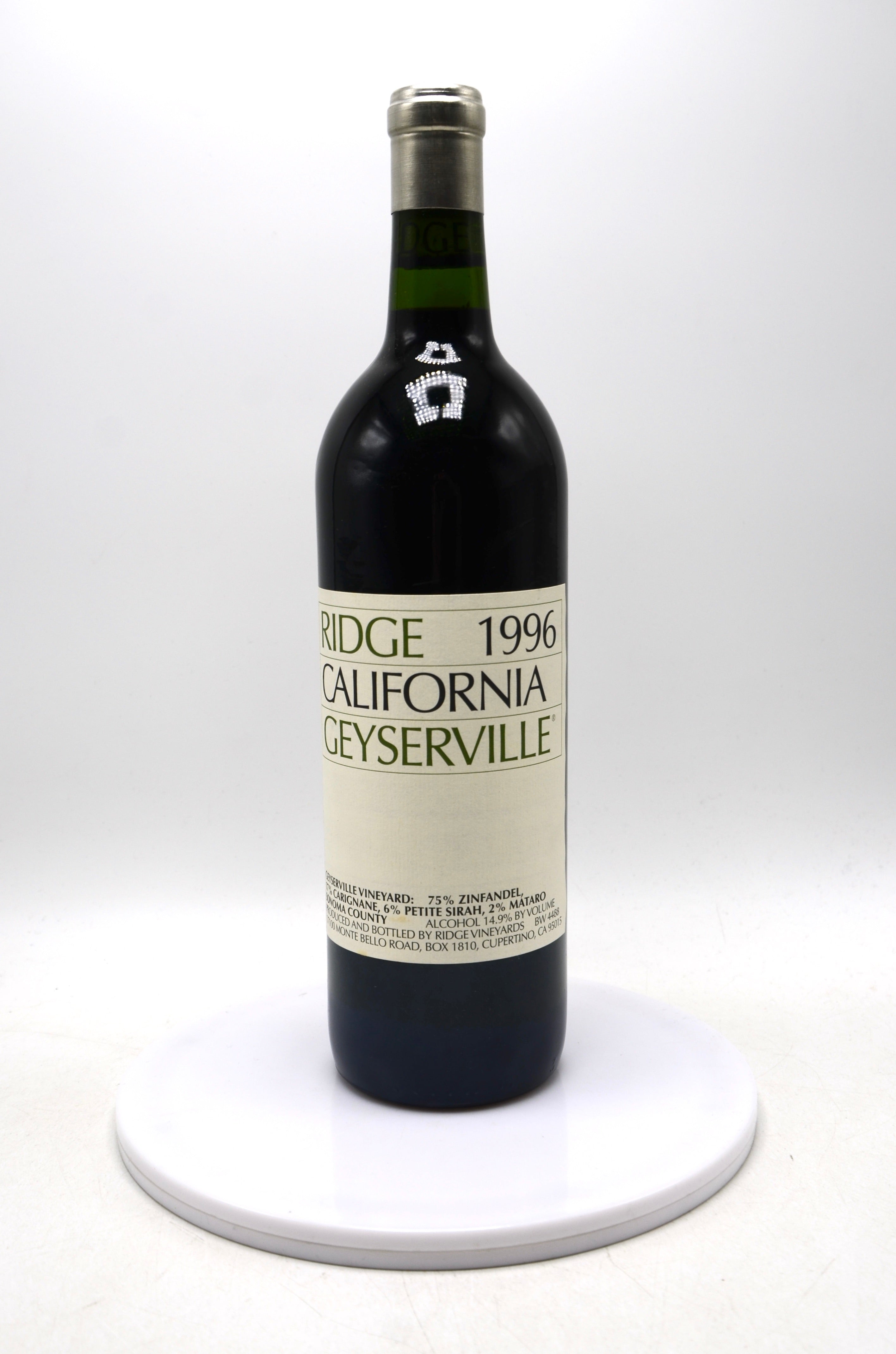 1996 Ridge Vineyards Zinfandel, Geyserville, Alexander Valley, Sonoma County