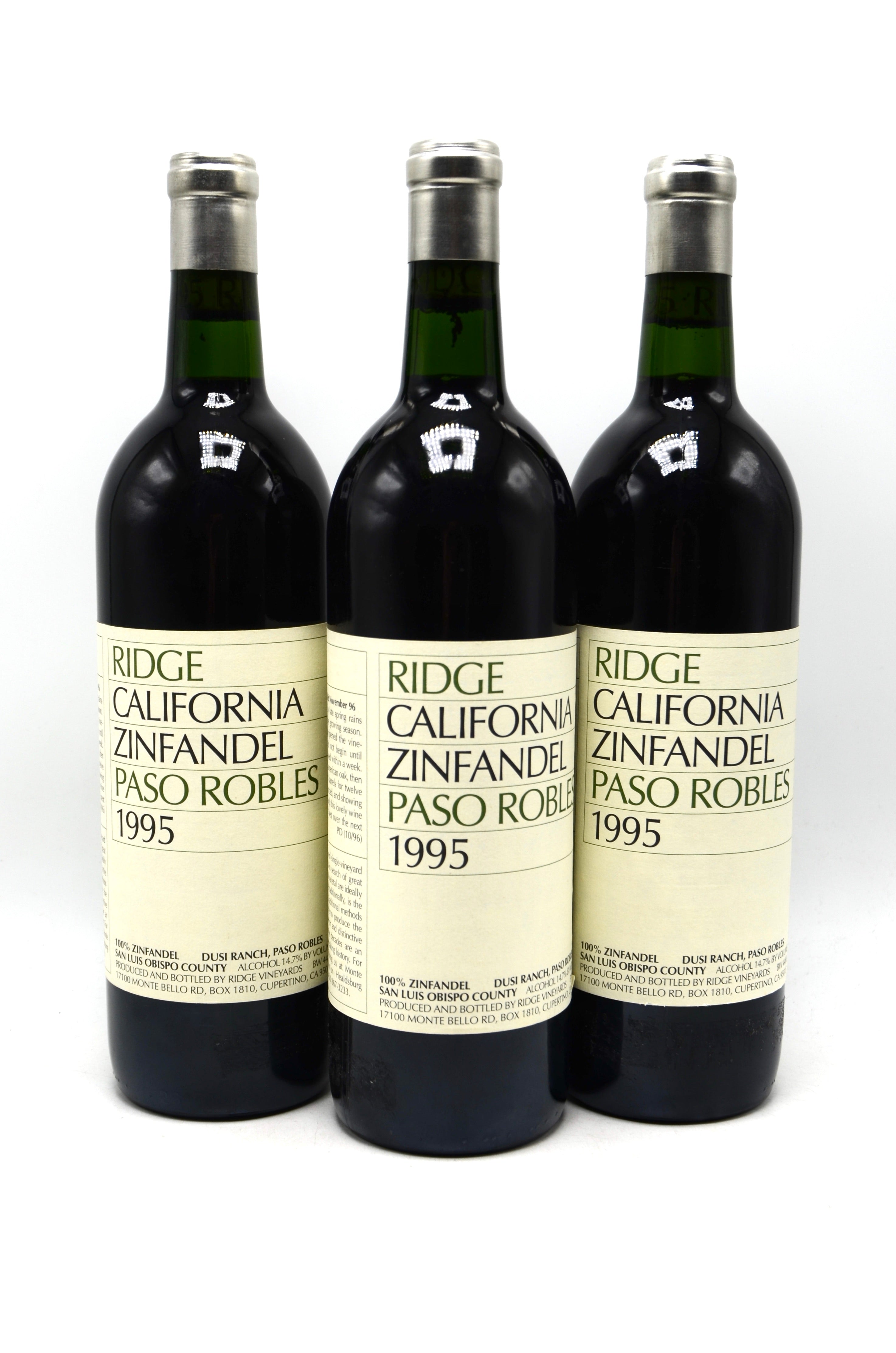 1995 Ridge Vineyards Zinfandel, Dusi Ranch, Paso Robles, San Luis Obispo County