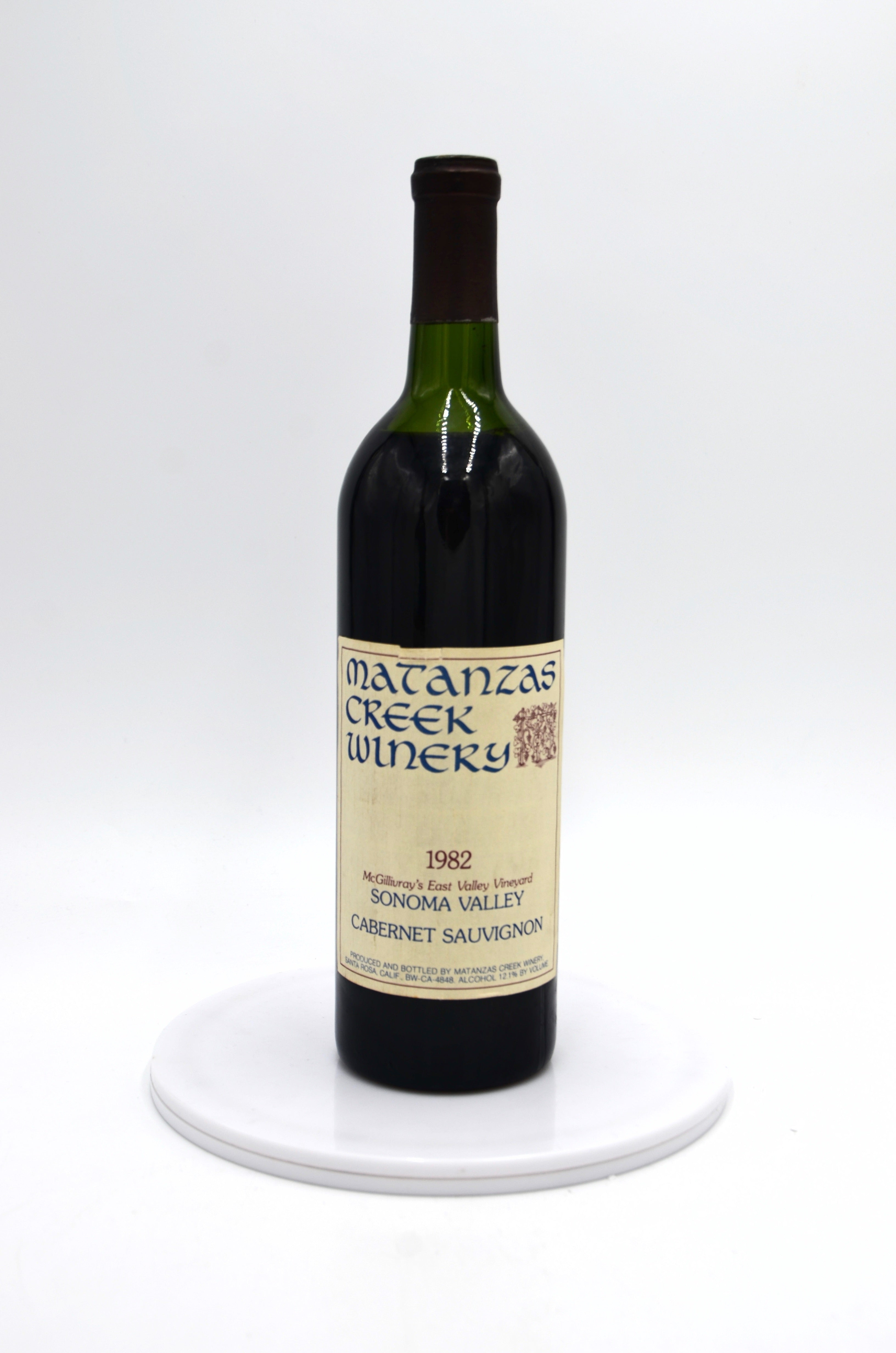 1982 Matanzas Creek Winery Cabernet Sauvignon, McGillivray's East Valley Vineyard, Sonoma Valley