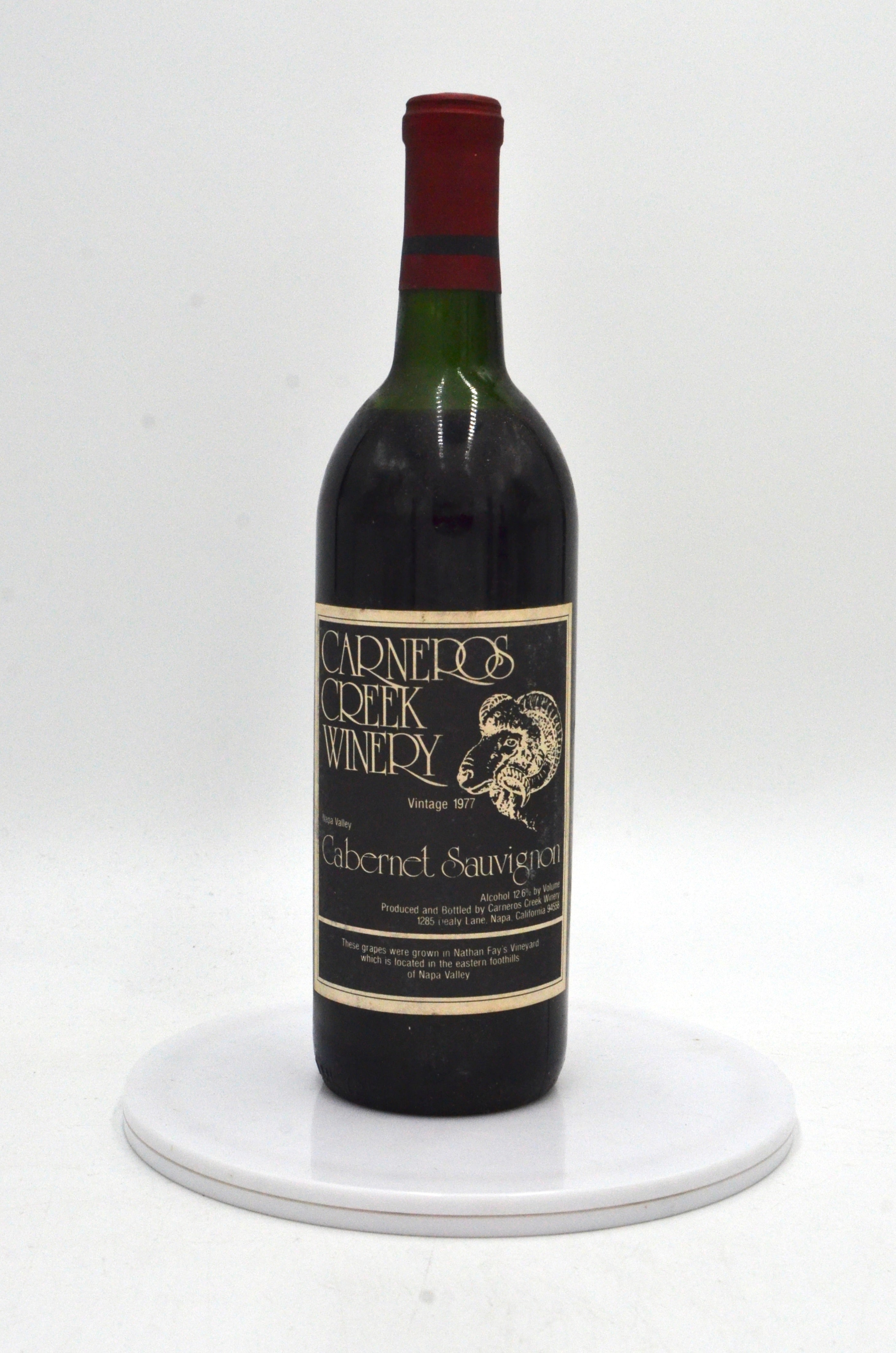 1977 Carneros Creek Winery Cabernet Sauvignon, Nathan Fay's Vineyard, Napa Valley