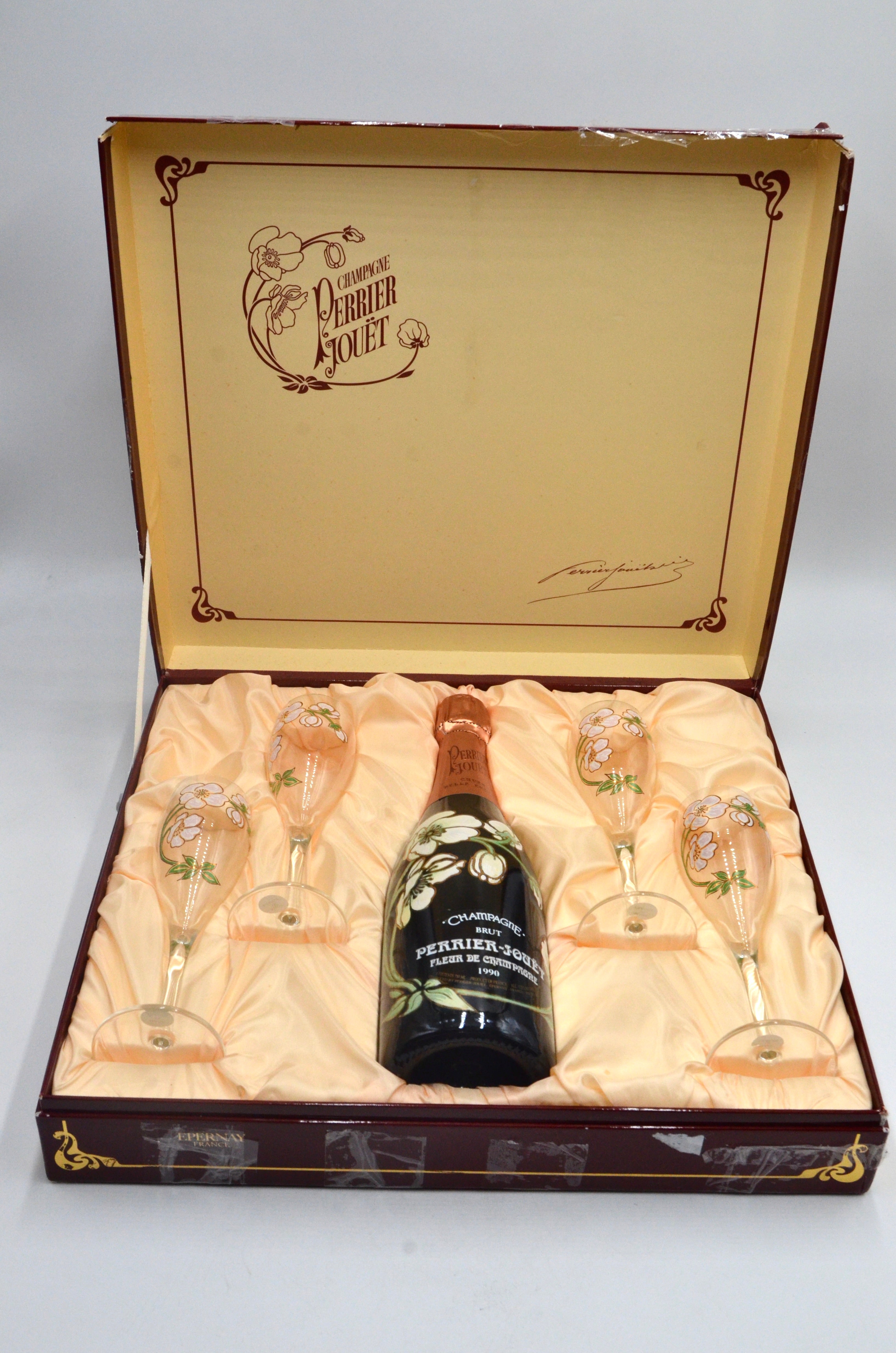 1990 Perrier-Jouët Fleur de Champagne, Cuvee Belle Epoque, Vintage Brut Champagne [4-Glass Set]