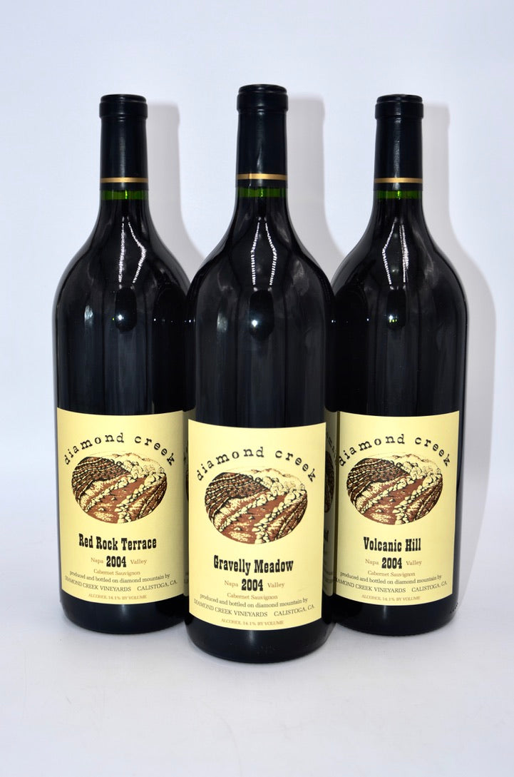 2004 Diamond Creek Cabernet Sauvignon, Gravelly Meadow / Red Rock Terrace / Volcanic Hill (magnum) [3 magnum Vertical Collection]