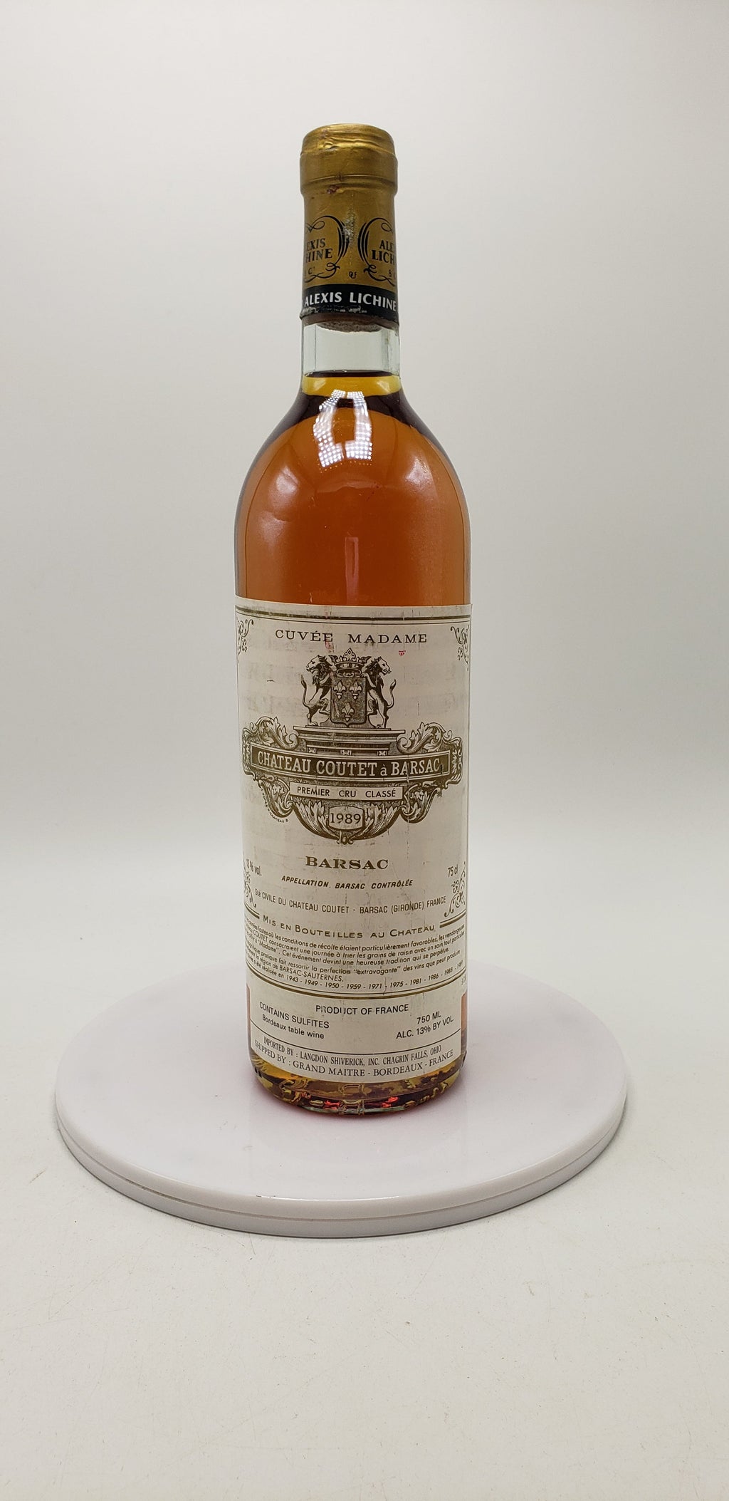 1989 Château Coutet, Cuvée Madame, Barsac