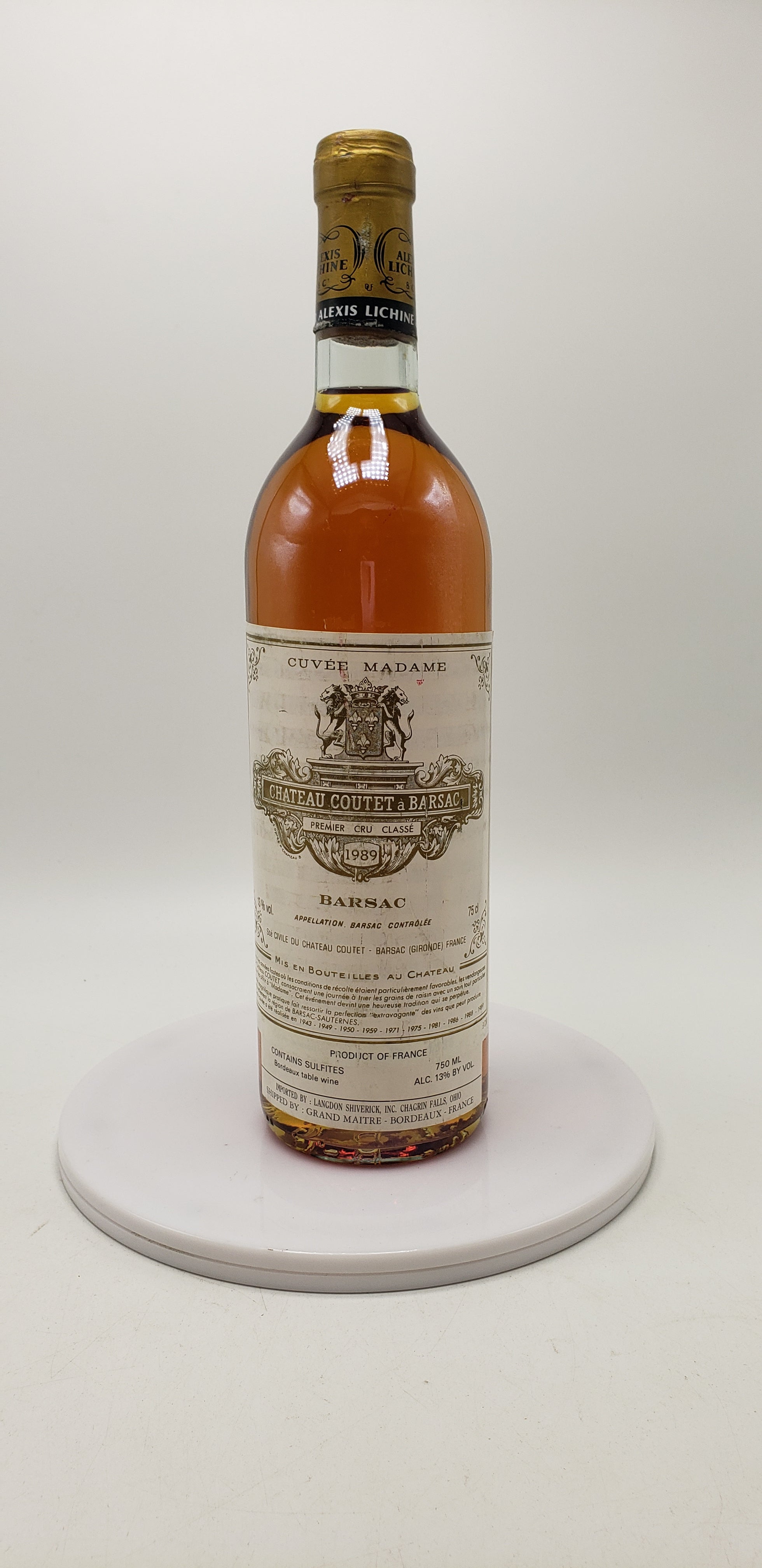 1989 Château Coutet, Cuvée Madame, Barsac