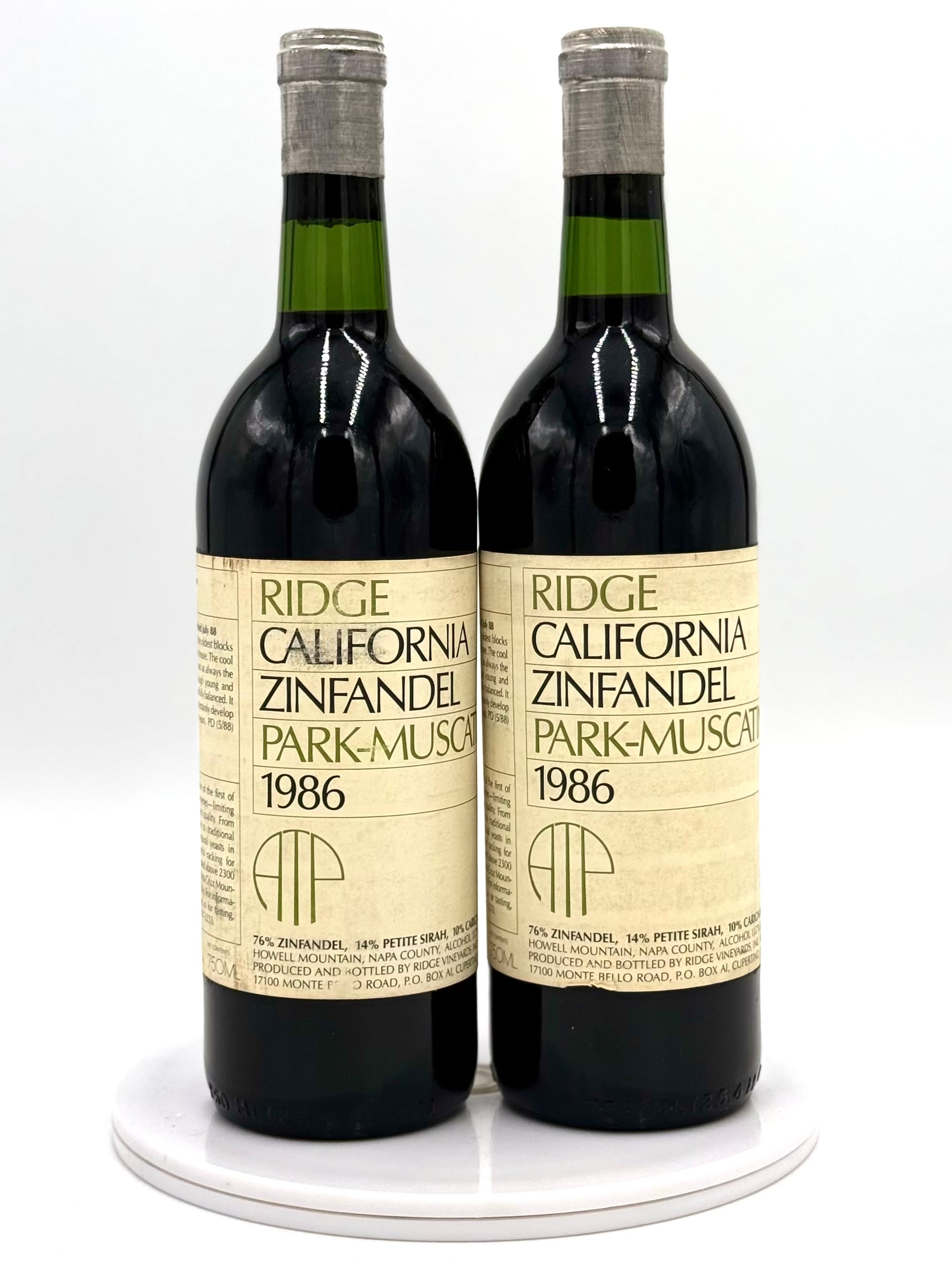 1986 Ridge Vineyards Zinfandel Park-Muscatine, Howell Mountain